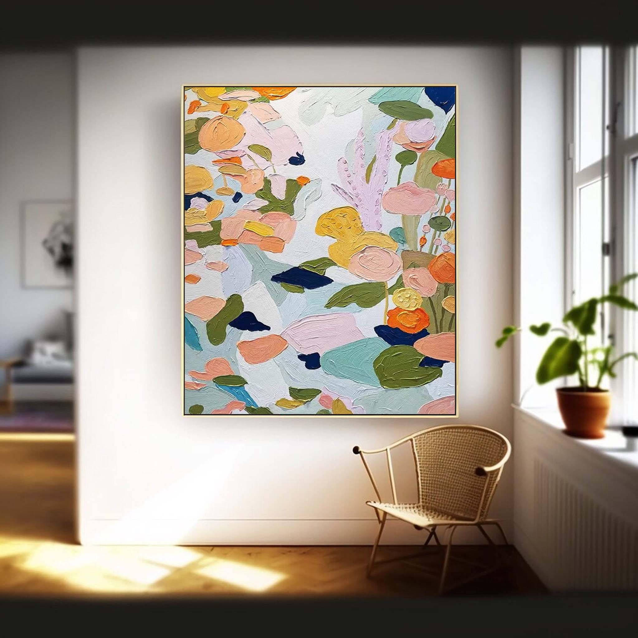 Garden Party - Abstract Botanical Wall Art, Colorful Textured Flower Painting