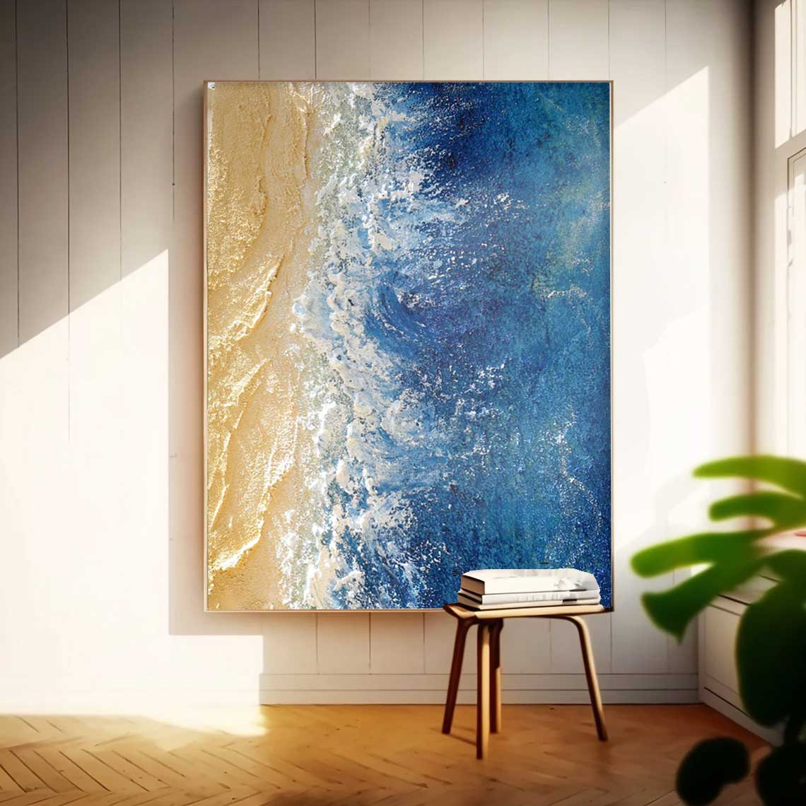 Ocean Vista - Textured Beach Scene Wall Art, 3D Coastal Painting