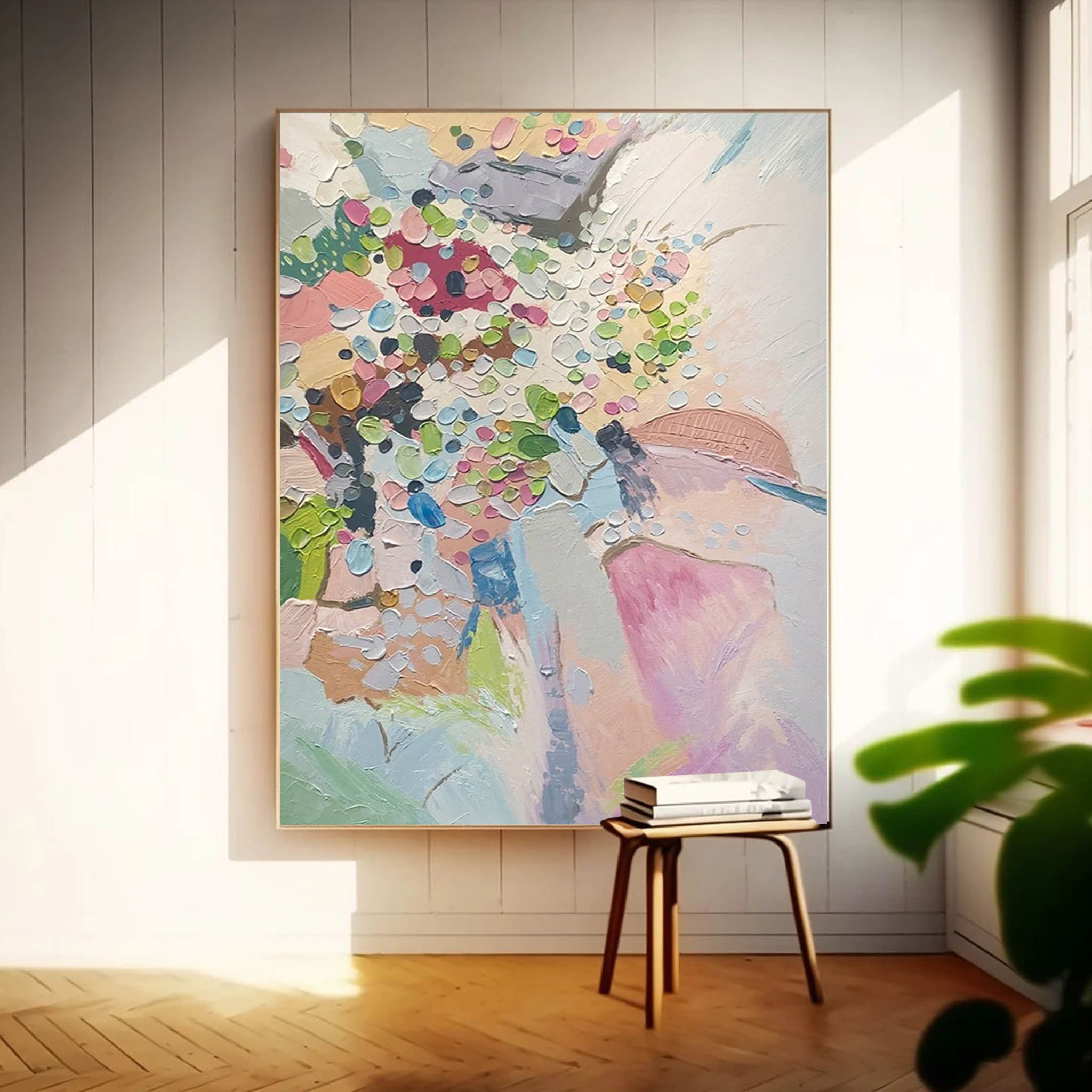 Spring Confetti - Pastel Abstract Floral Painting Textured Canvas