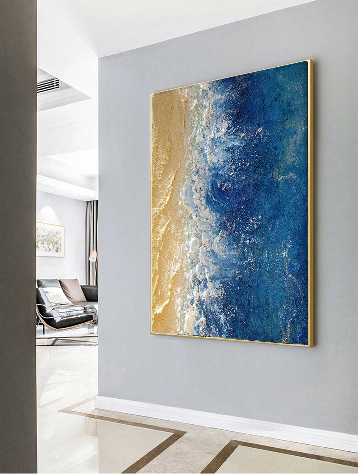 Ocean Vista - Textured Beach Scene Wall Art, 3D Coastal Painting
