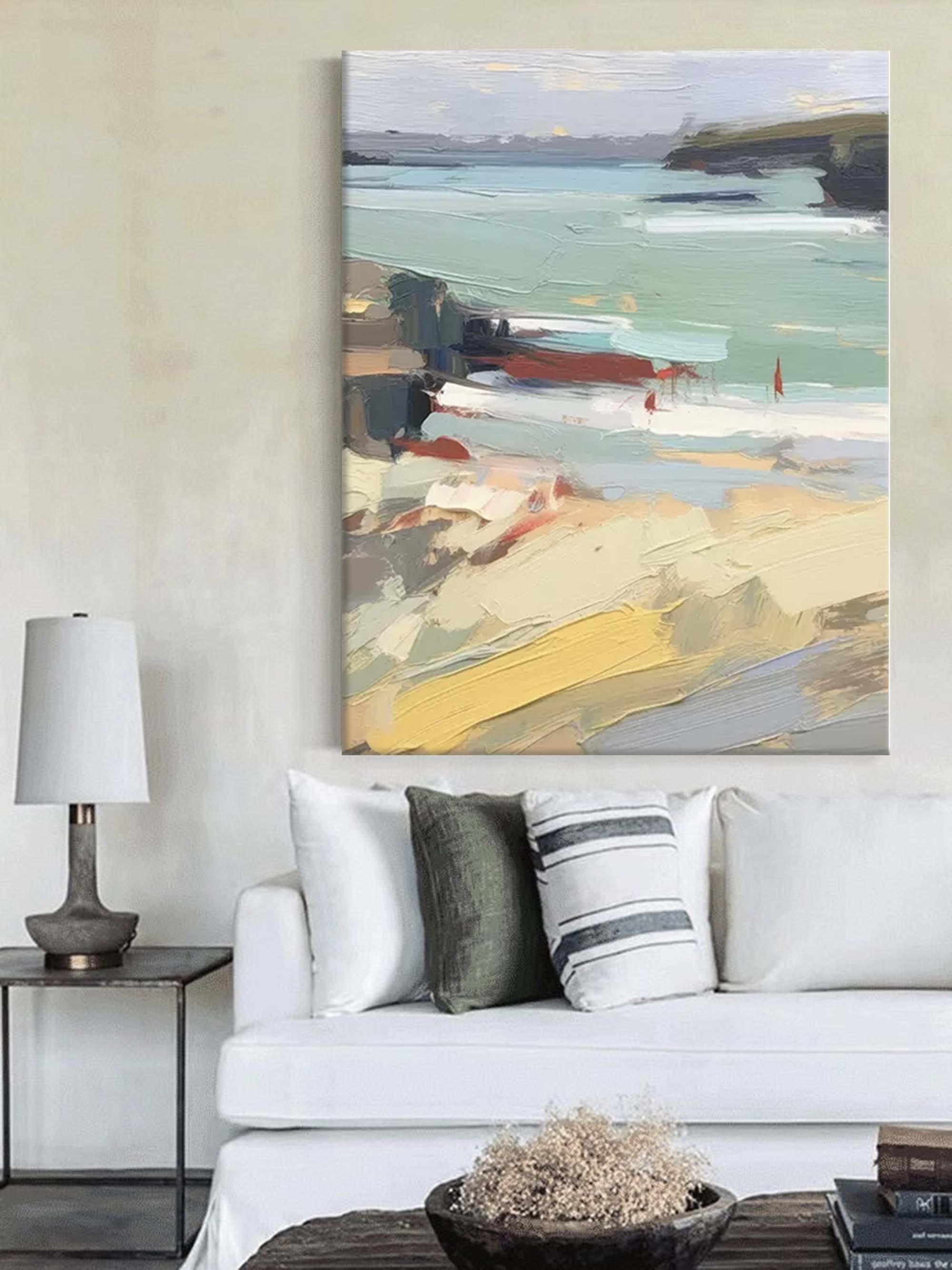 Windswept Shore - Textured Coastal Wall Art in Impressionist Style
