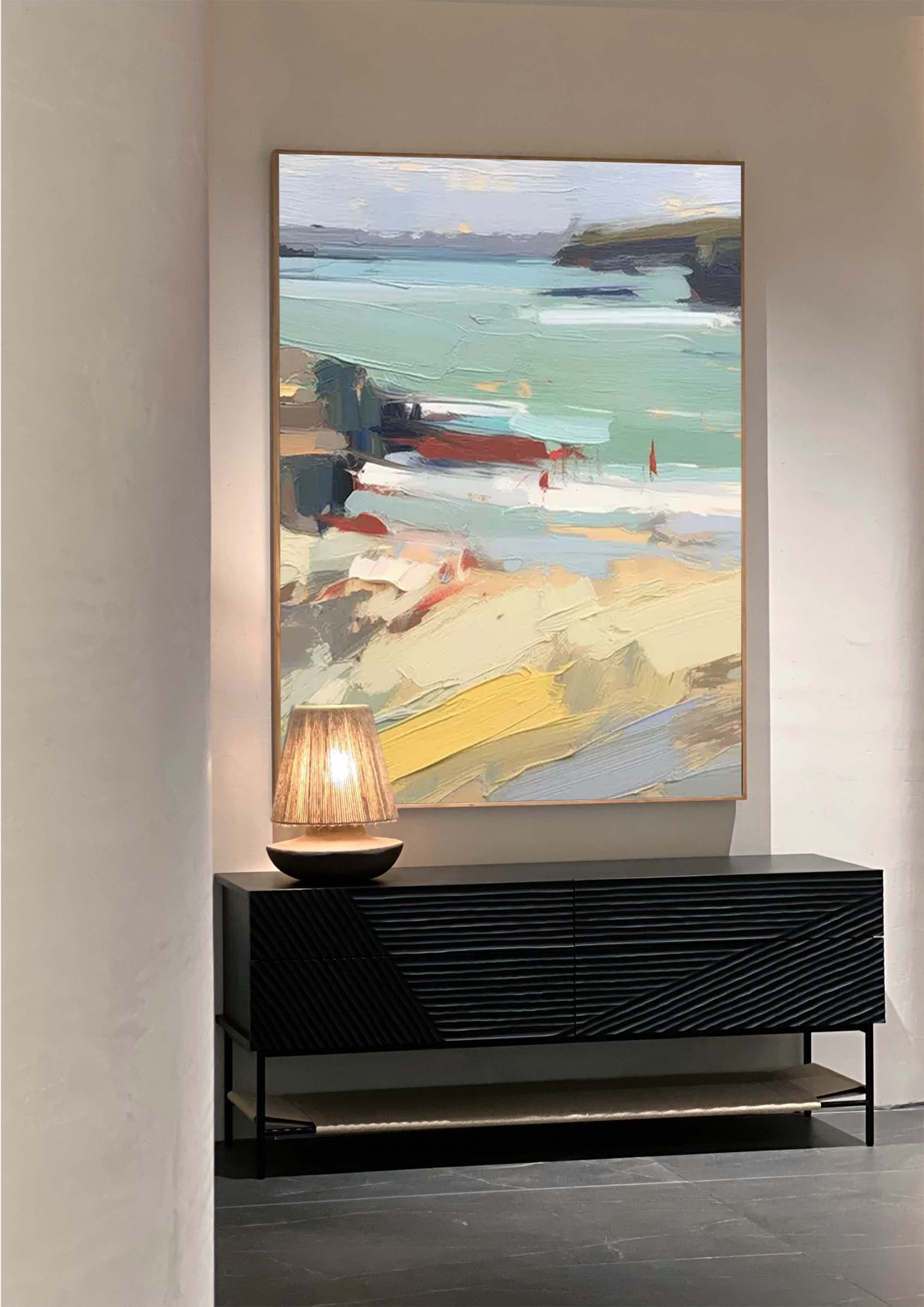 Windswept Shore - Textured Coastal Wall Art in Impressionist Style