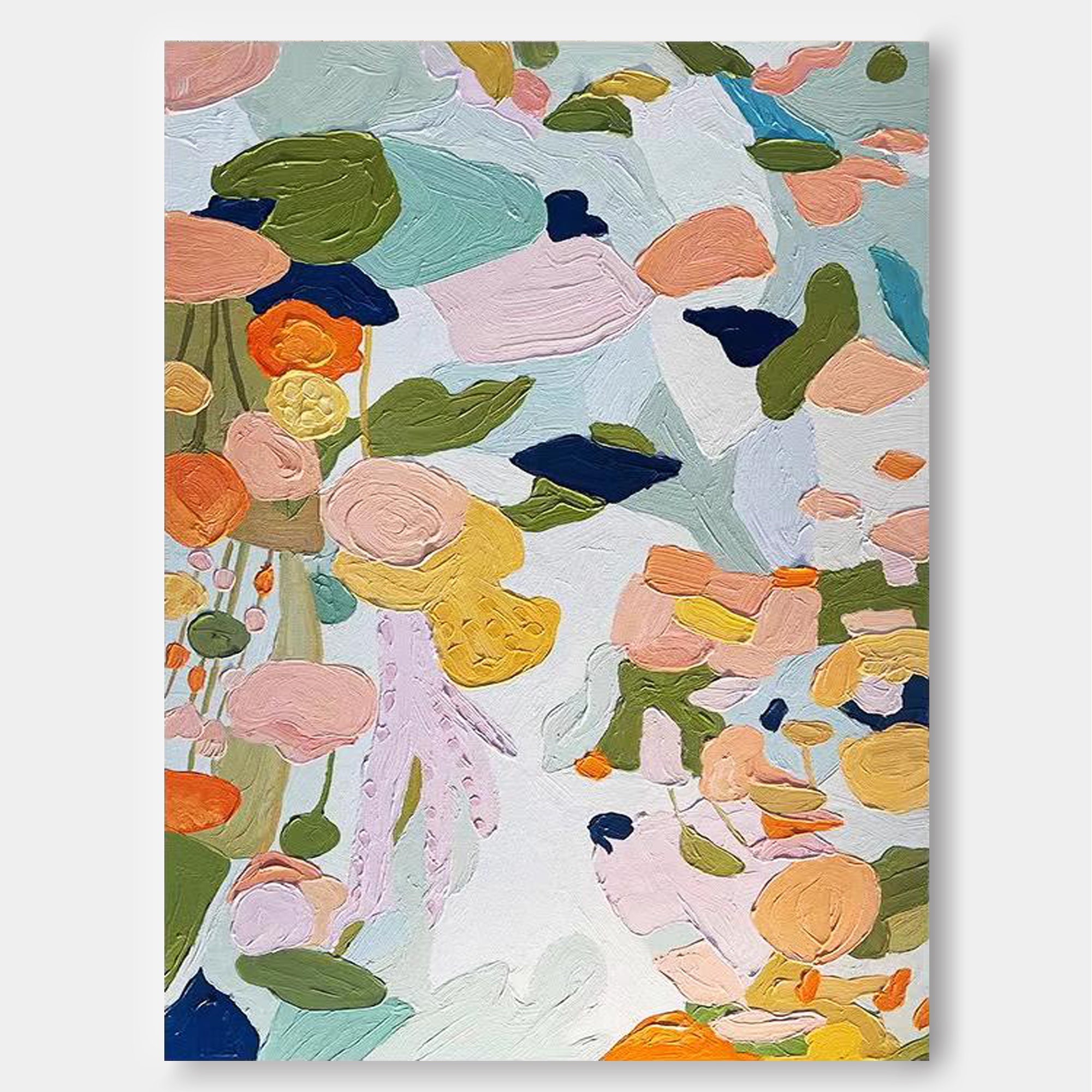 Garden Party - Abstract Botanical Wall Art, Colorful Textured Flower Painting