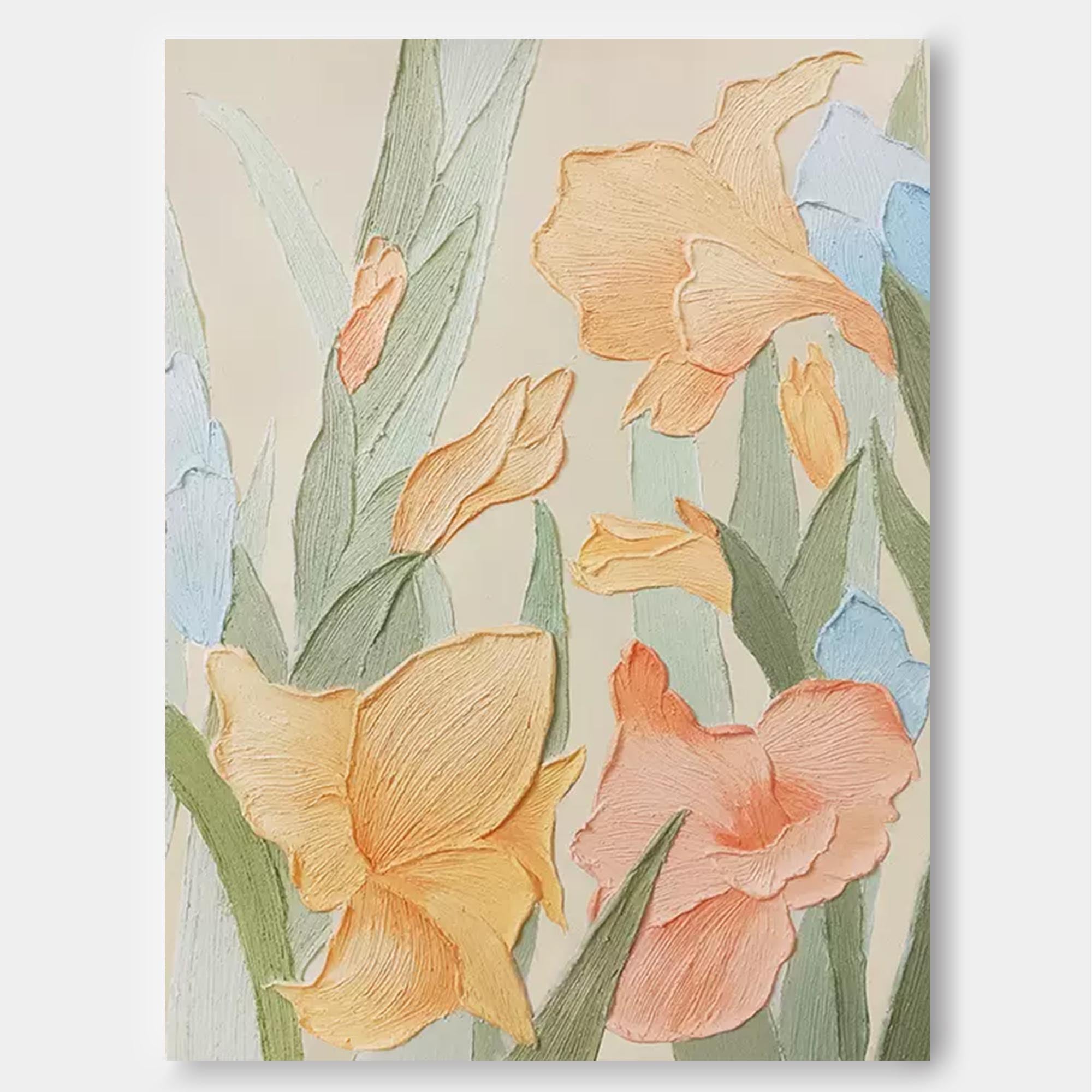 Pastel Garden - Textured Botanical Wall Art, Vintage Floral Painting