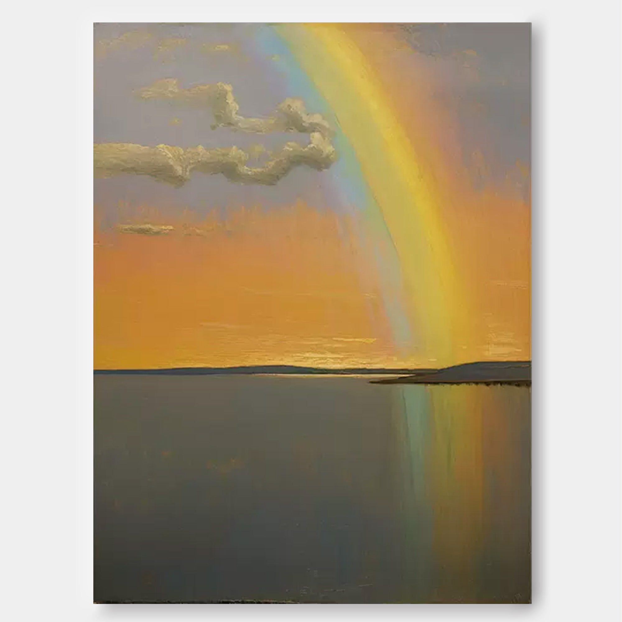 Hope on the Horizon - Serene Sunset Rainbow Wall Art