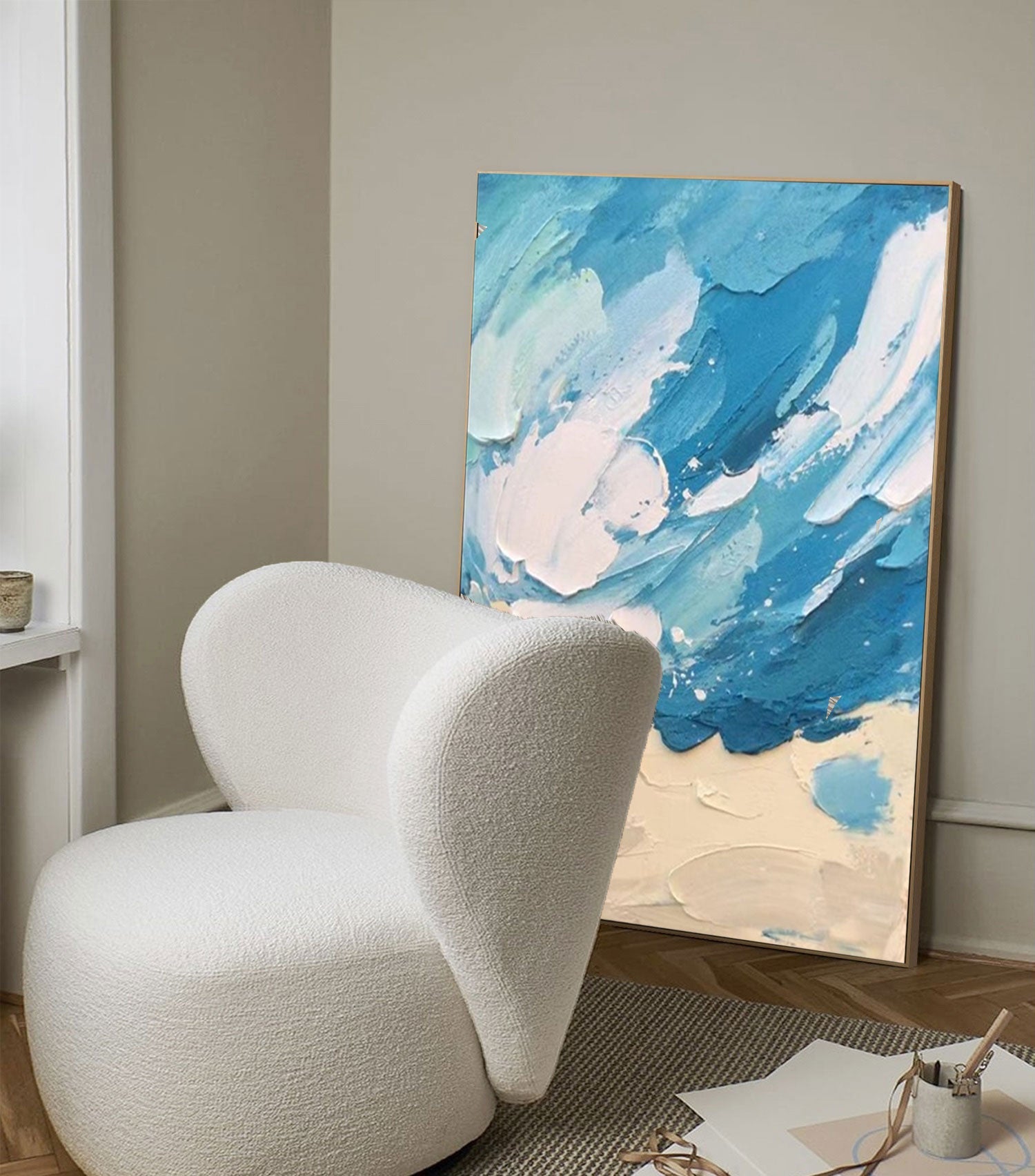 Ocean Crest - Blue Wave Wall Art Textured Coastal Canvas