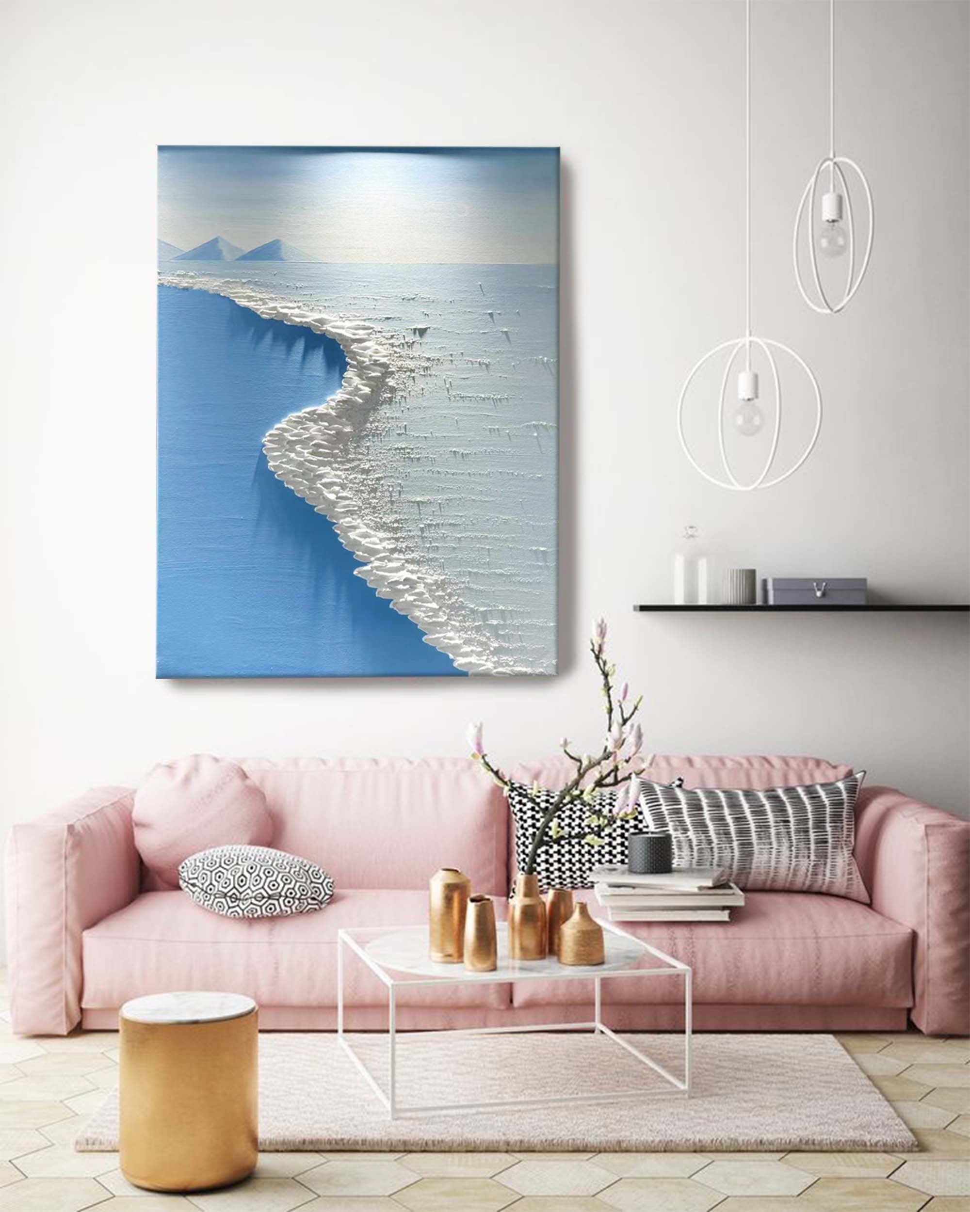 Arctic Shore - White Textured Wall Art 3D Coastal Painting