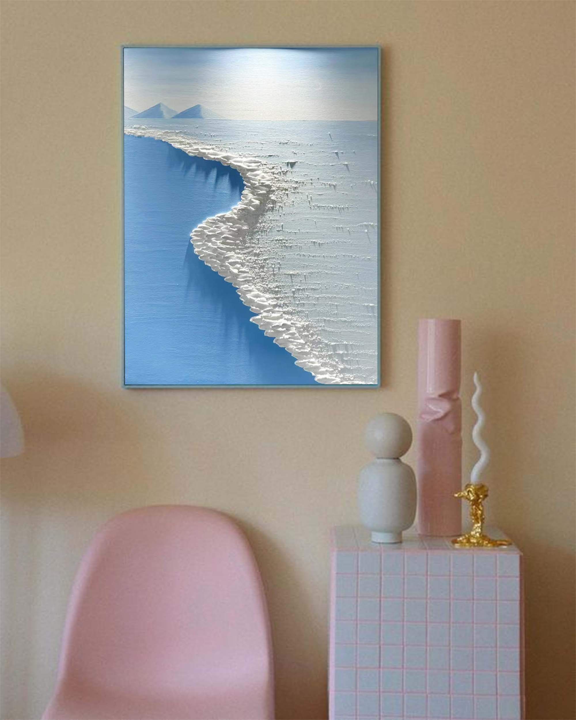Arctic Shore - White Textured Wall Art 3D Coastal Painting