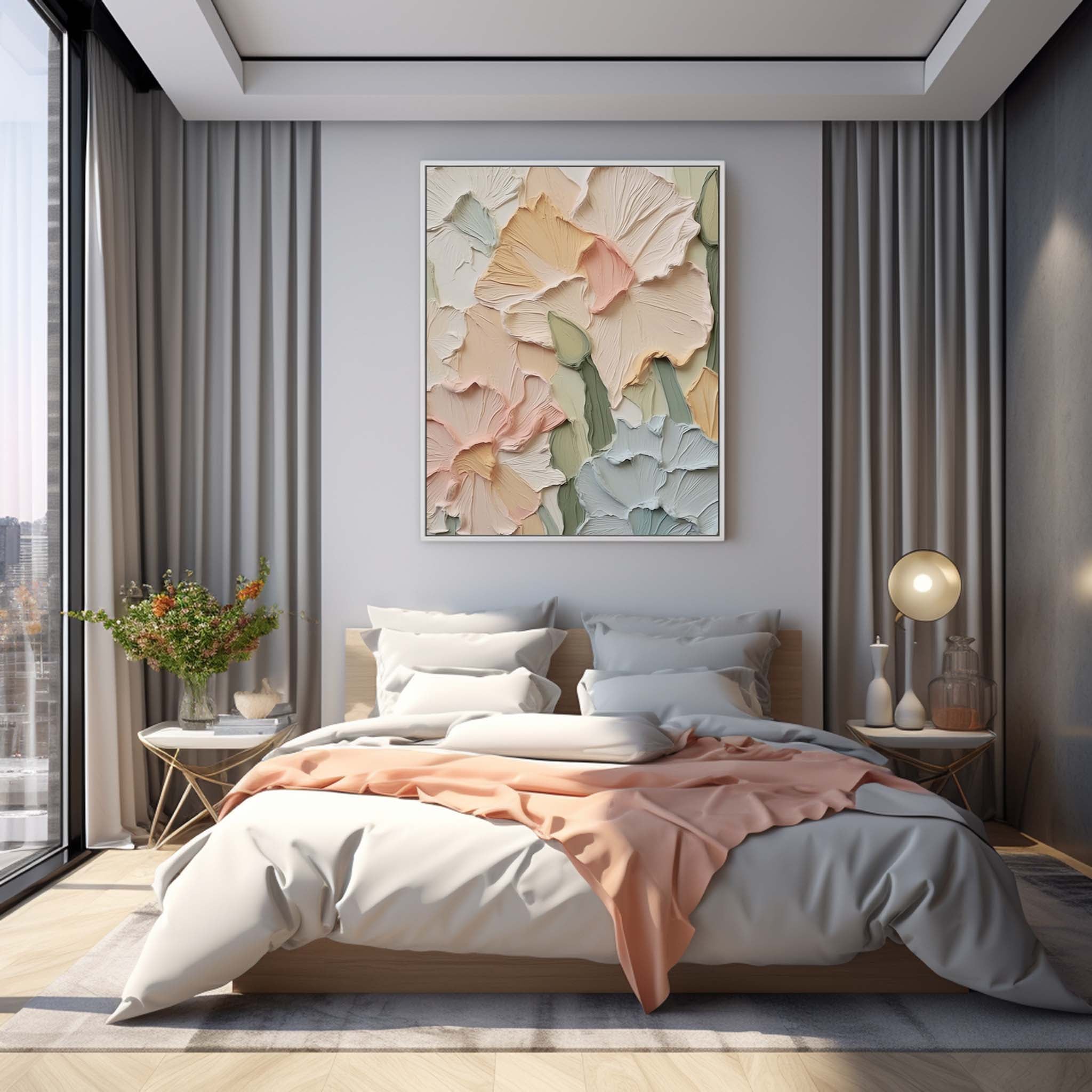 Pastel Garden - Impasto Flower Texture Painting in Soft Hues