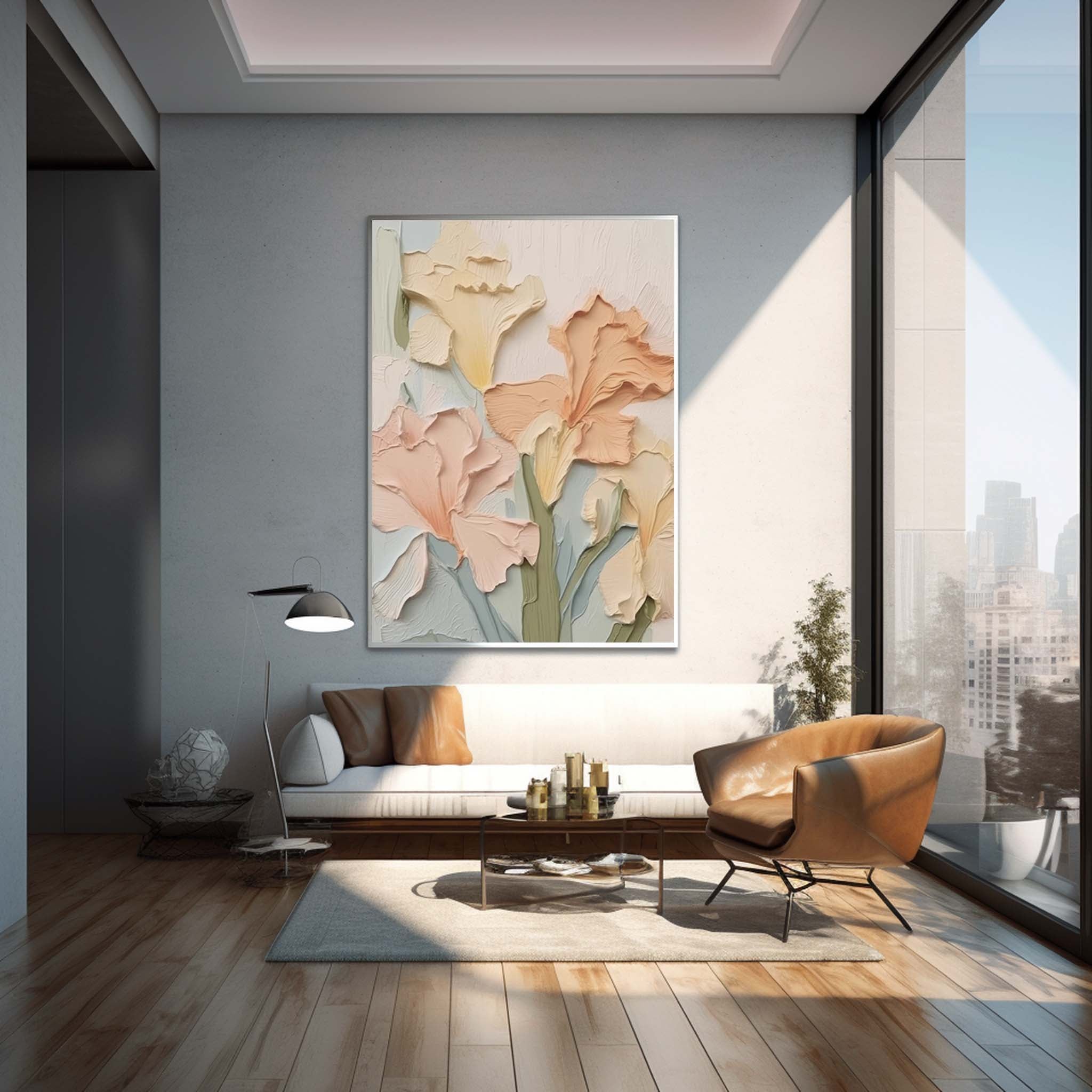 Pastel Blooms - Impasto Textured Floral Painting in Soft Hues