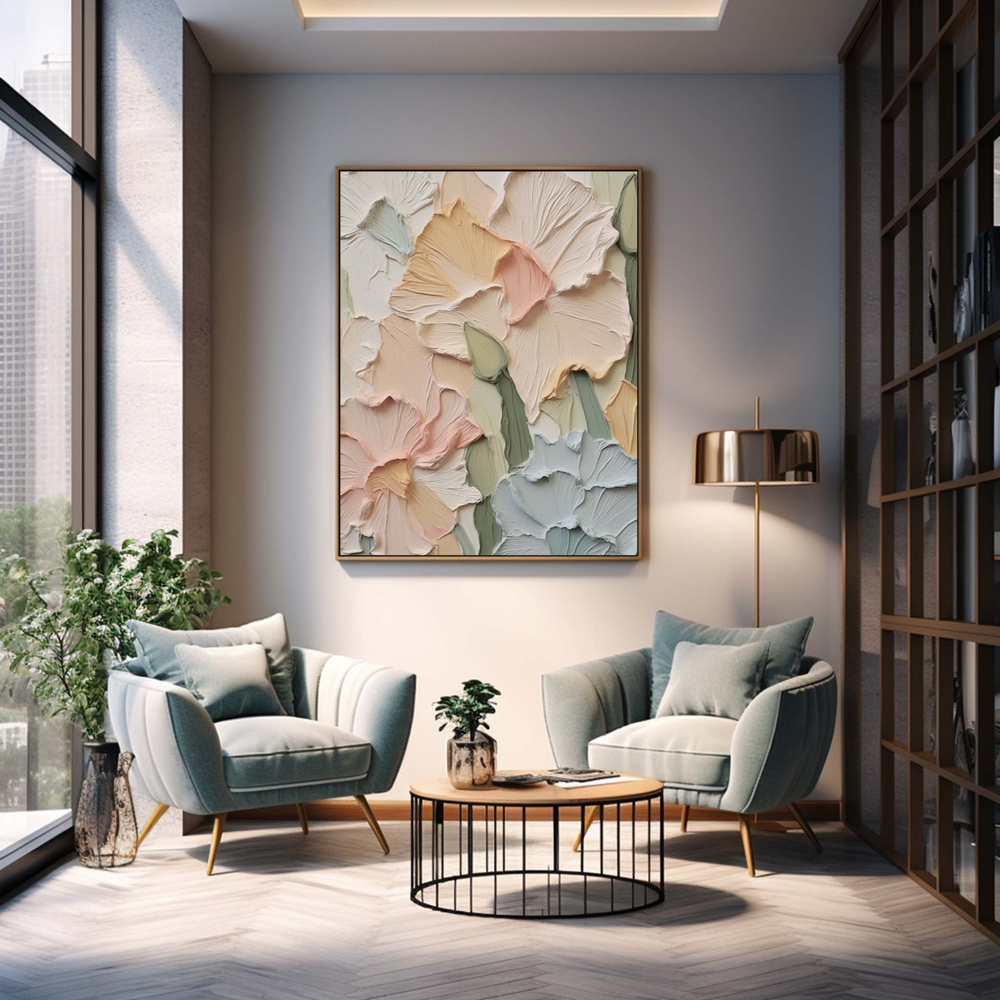 Pastel Garden - Impasto Flower Texture Painting in Soft Hues