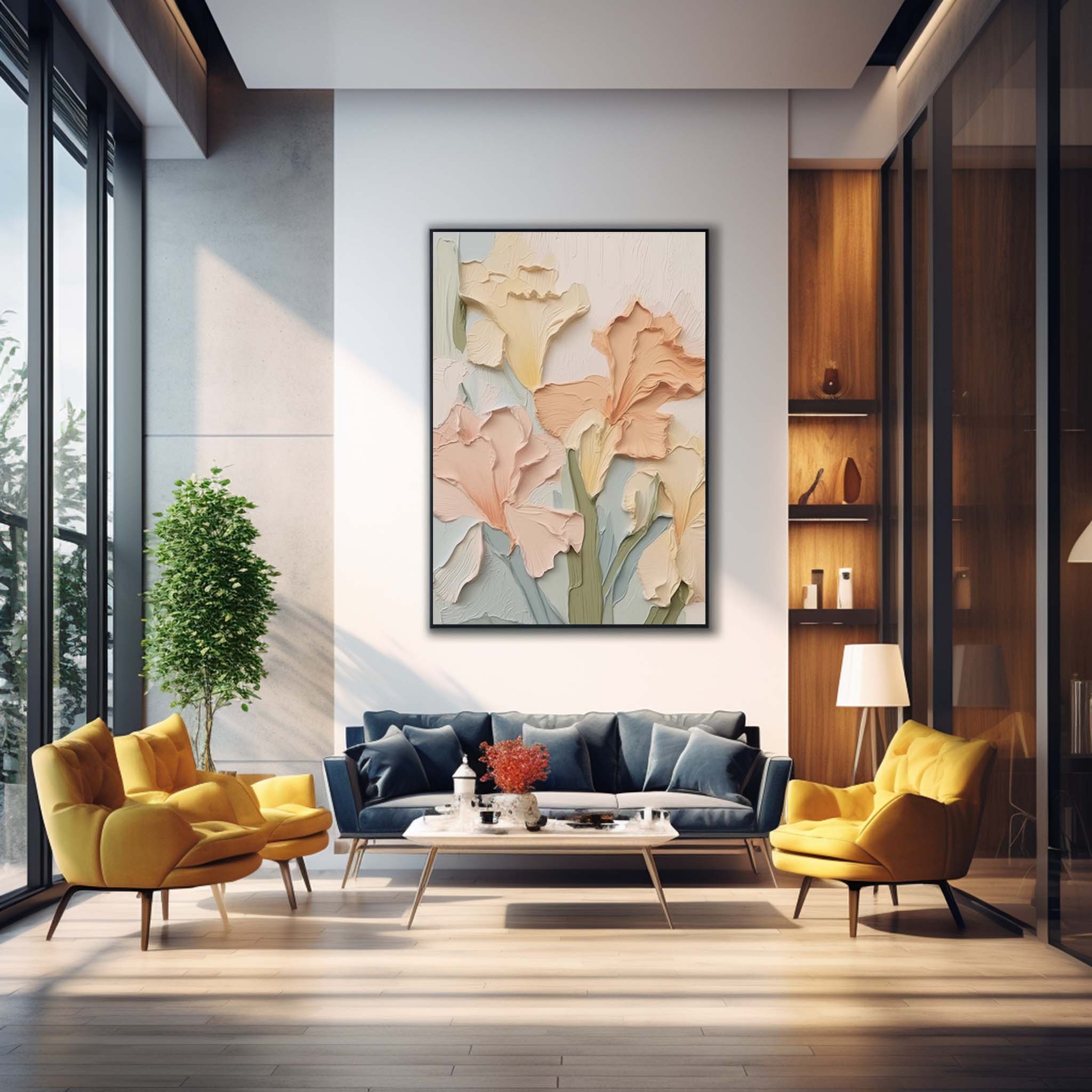 Pastel Blooms - Impasto Textured Floral Painting in Soft Hues