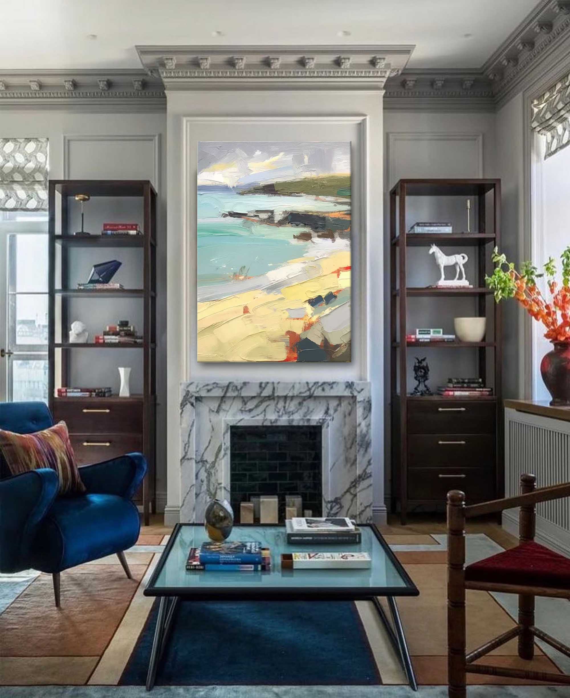 Coastal Daybreak - Textured Beach Oil Painting in Impressionist Style