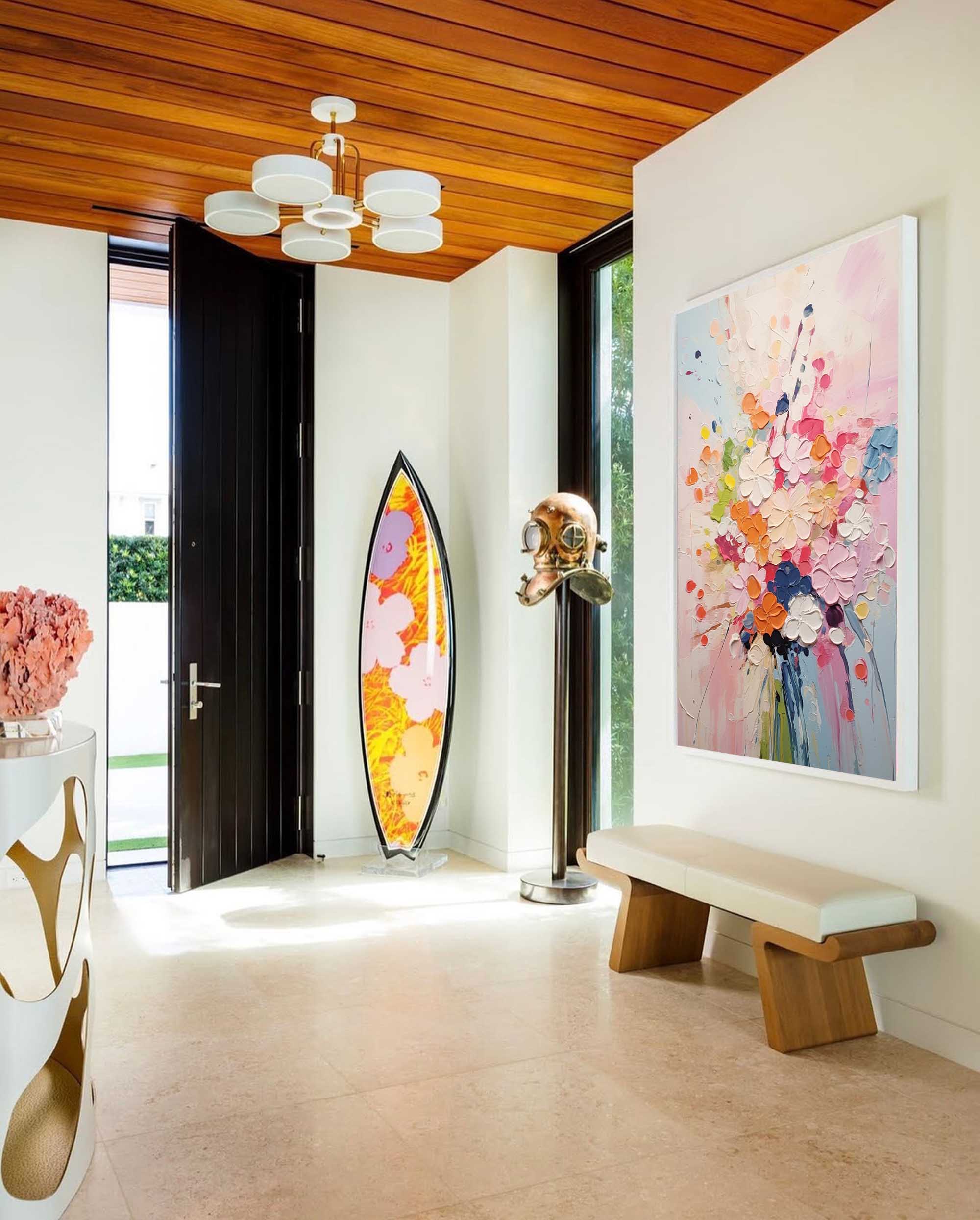 Joyful Blooms - Textured Abstract Floral Art, Colorful Impasto Painting