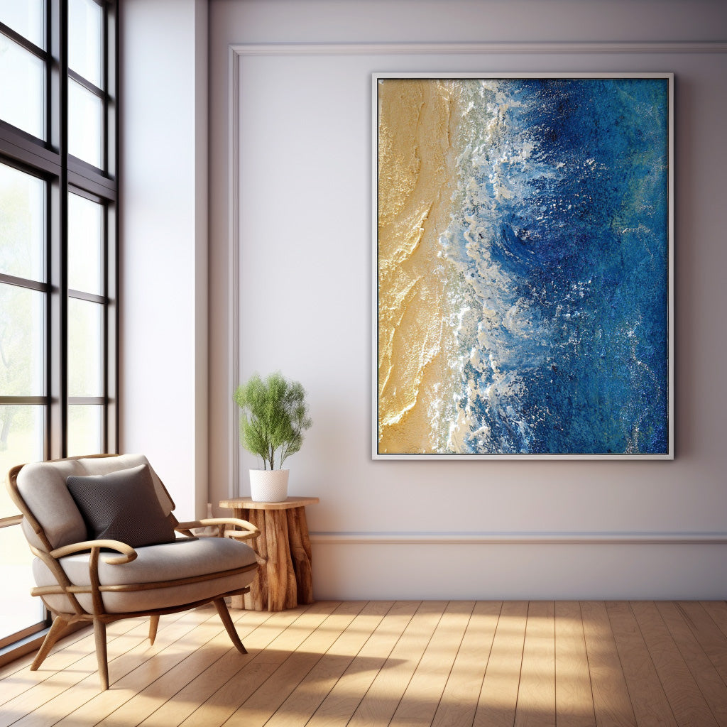 Ocean Vista - Textured Beach Scene Wall Art, 3D Coastal Painting