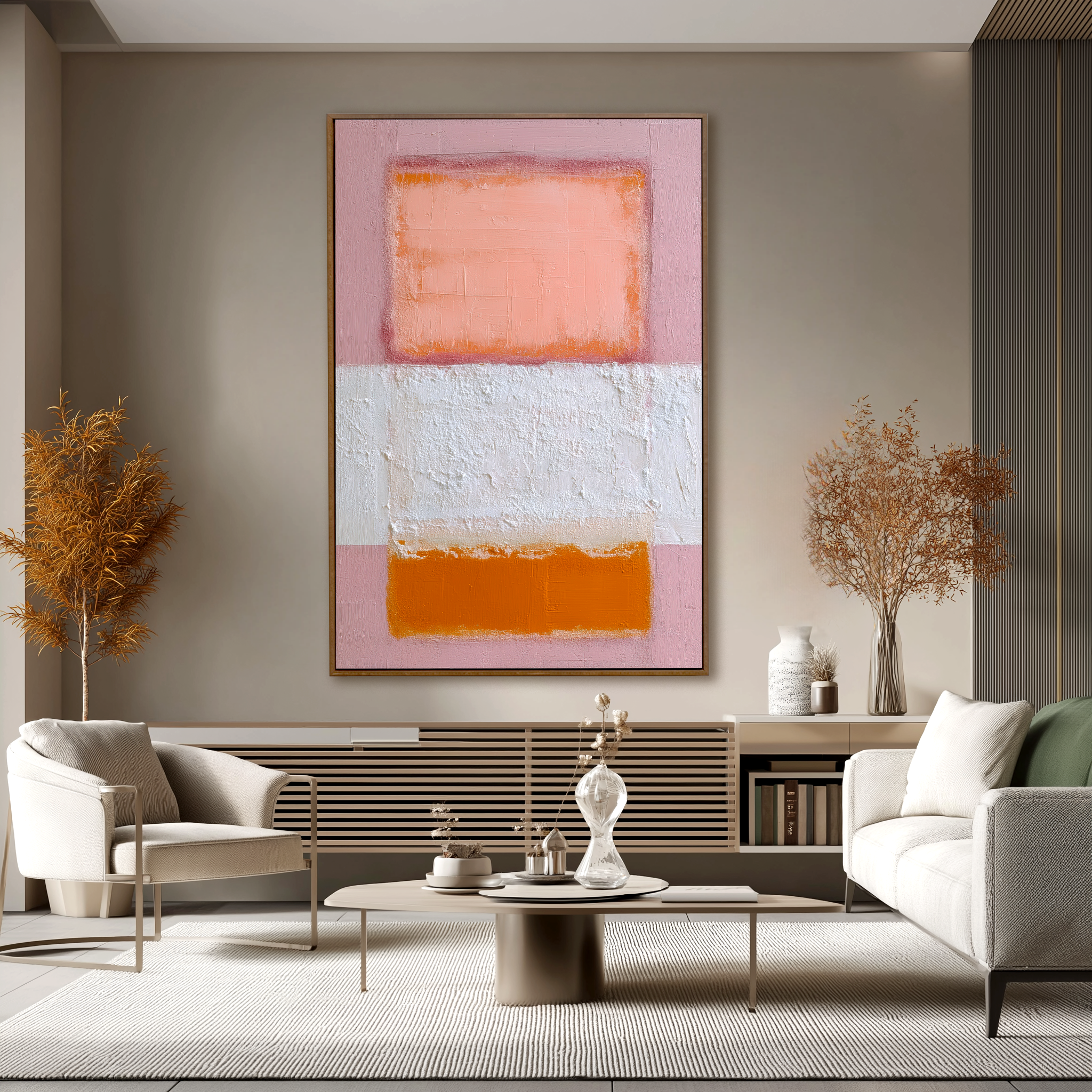 Peach Daylight Textured Color Block Wall Art
