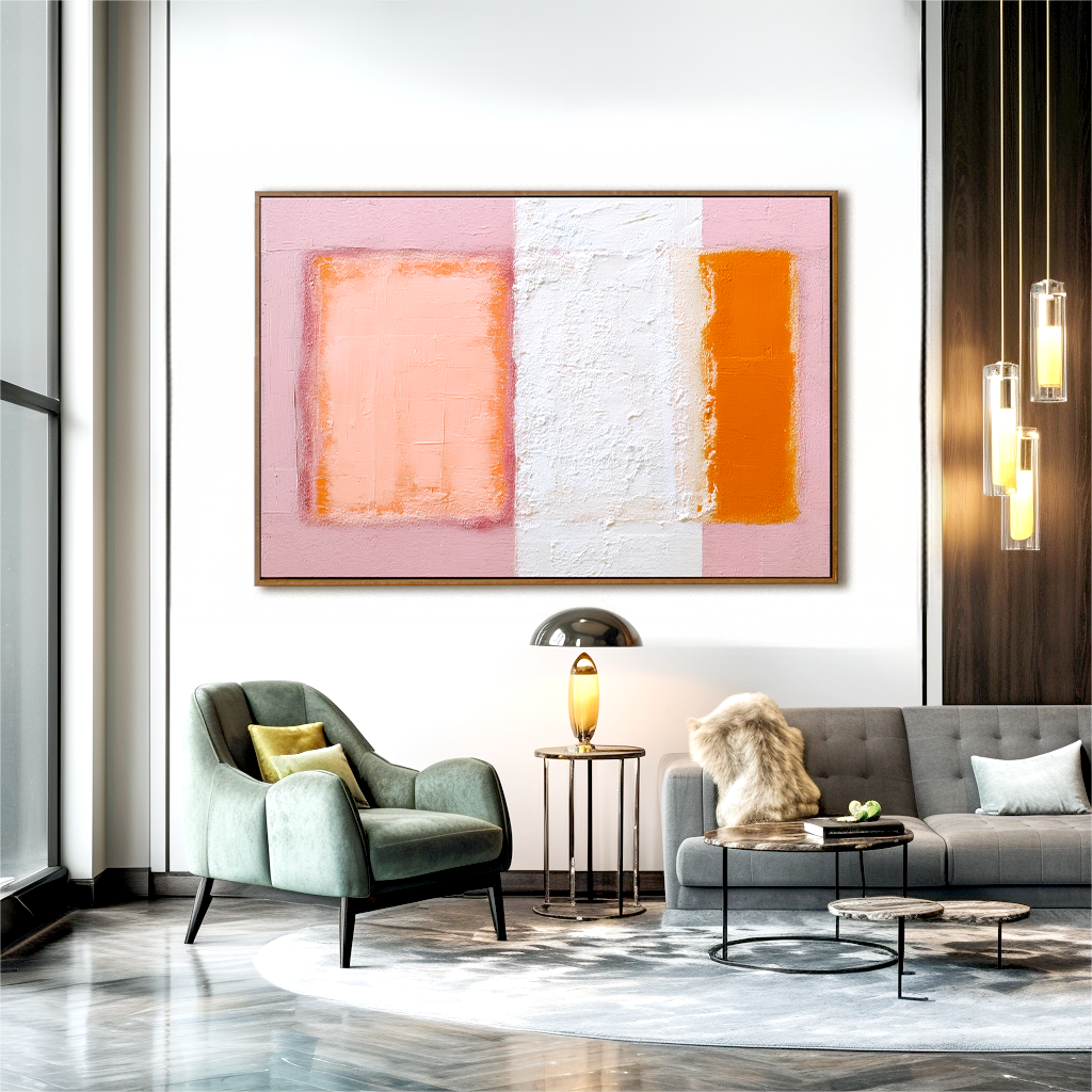 Peach Daylight Textured Color Block Wall Art