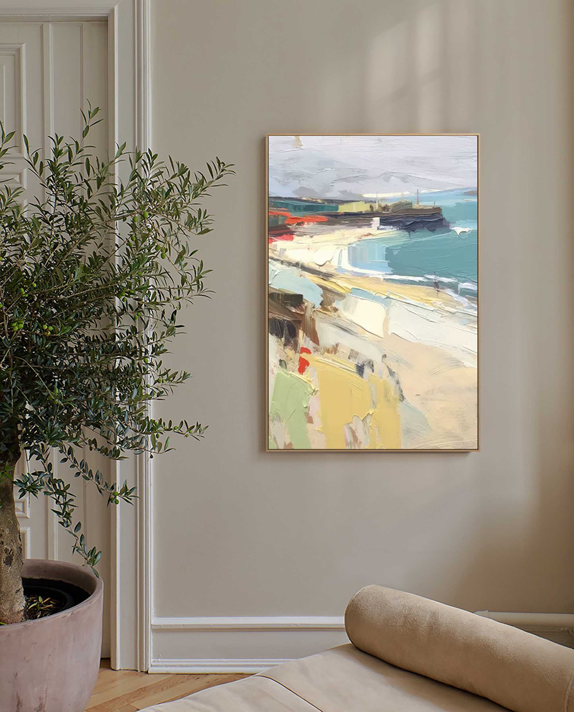 Harbor View - Textured Beach Scene Wall Art in Impressionist Style