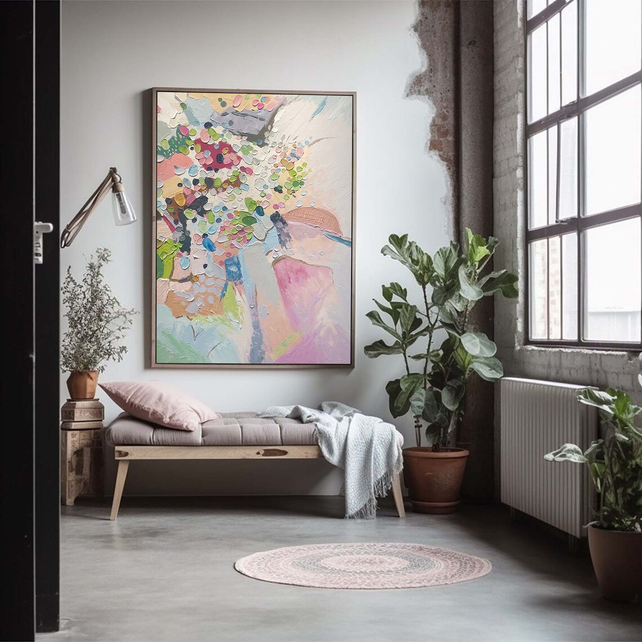 Spring Confetti - Pastel Abstract Floral Painting Textured Canvas