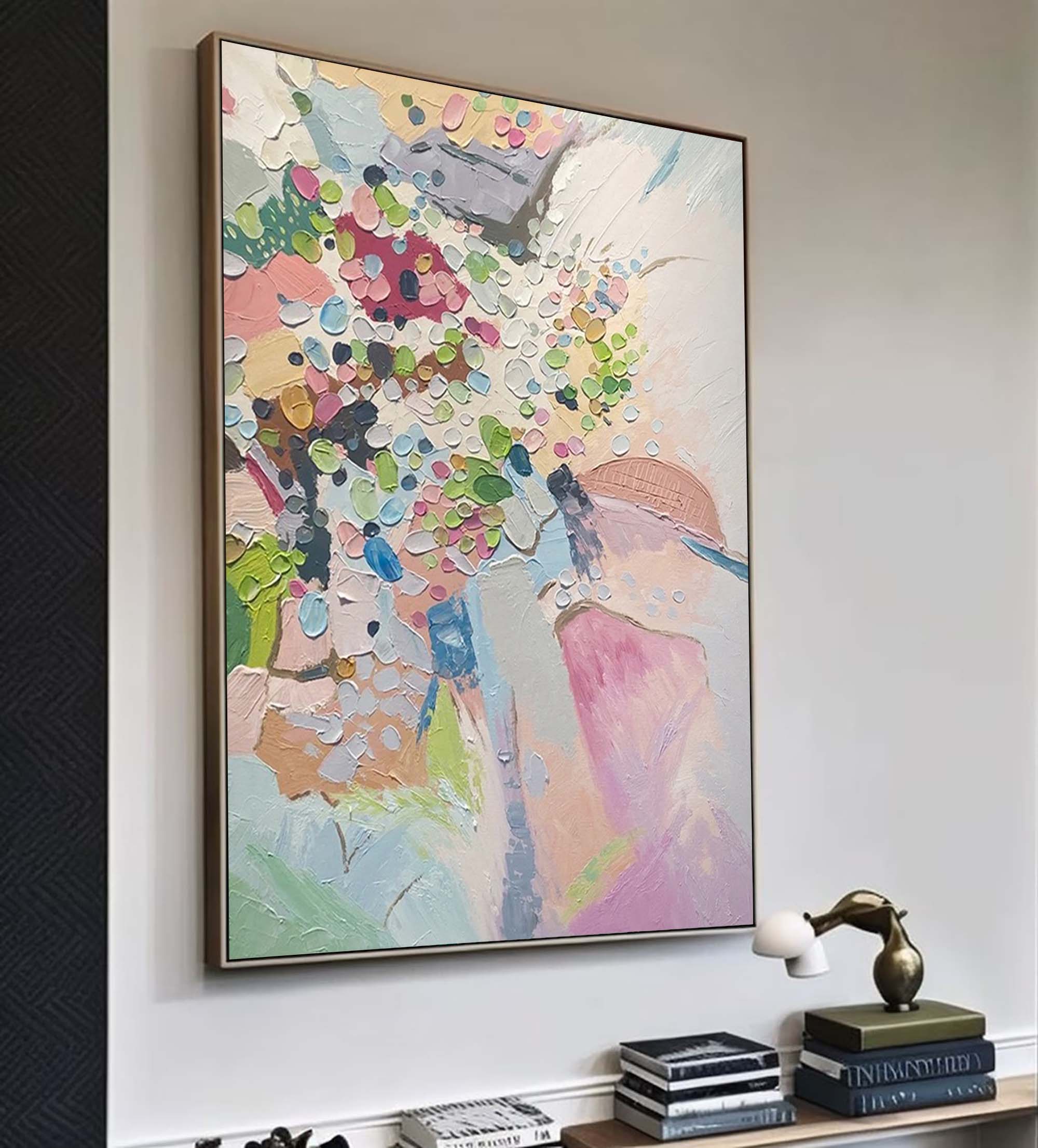 Spring Confetti - Pastel Abstract Floral Painting Textured Canvas