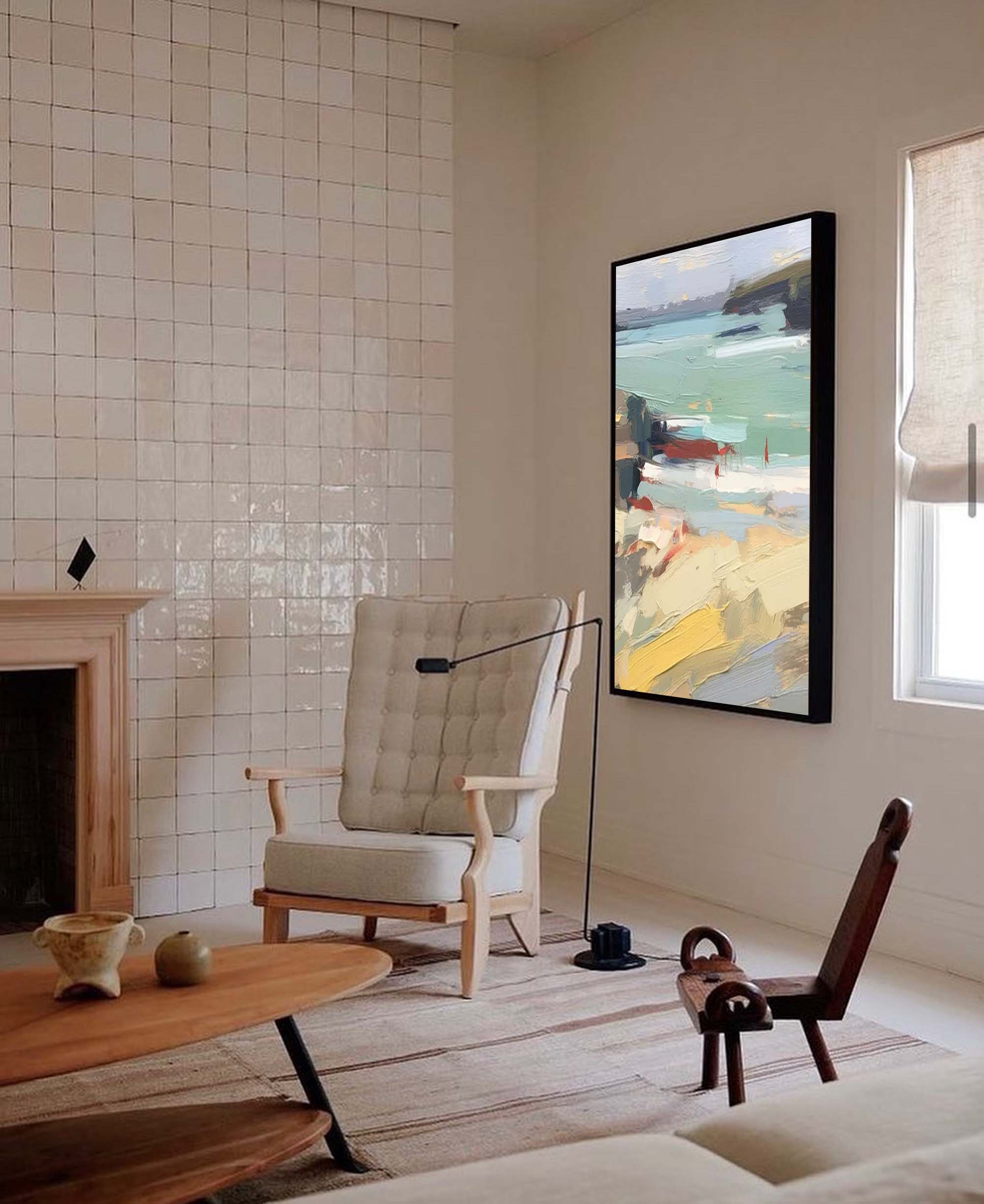 Windswept Shore - Textured Coastal Wall Art in Impressionist Style