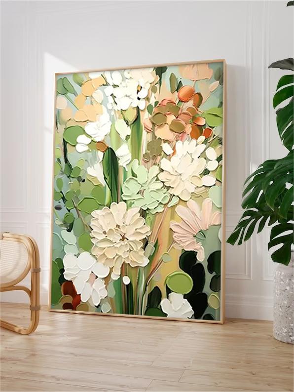Spring Bloom - Textured White Flower Wall Art with Impasto Details