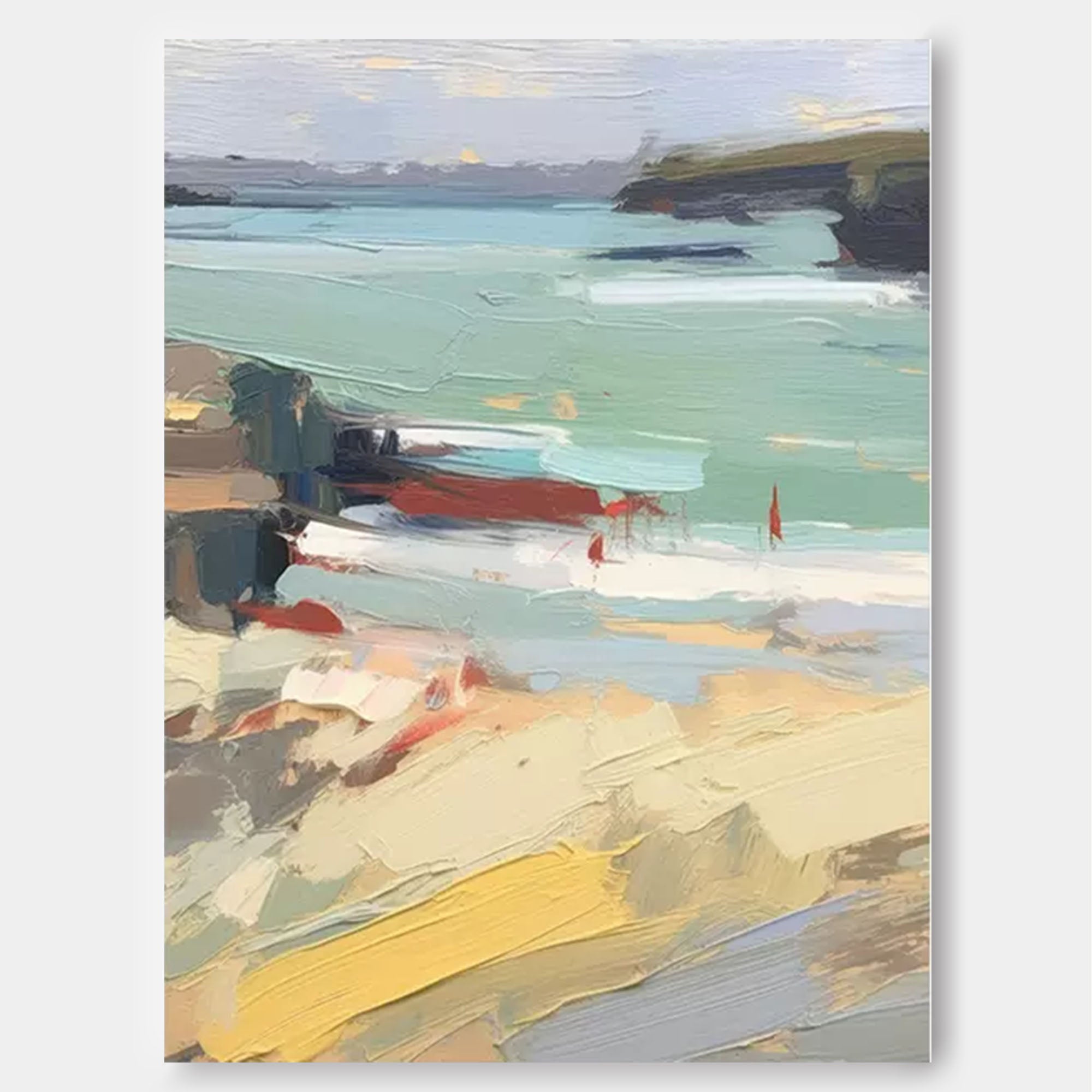 Windswept Shore - Textured Coastal Wall Art in Impressionist Style