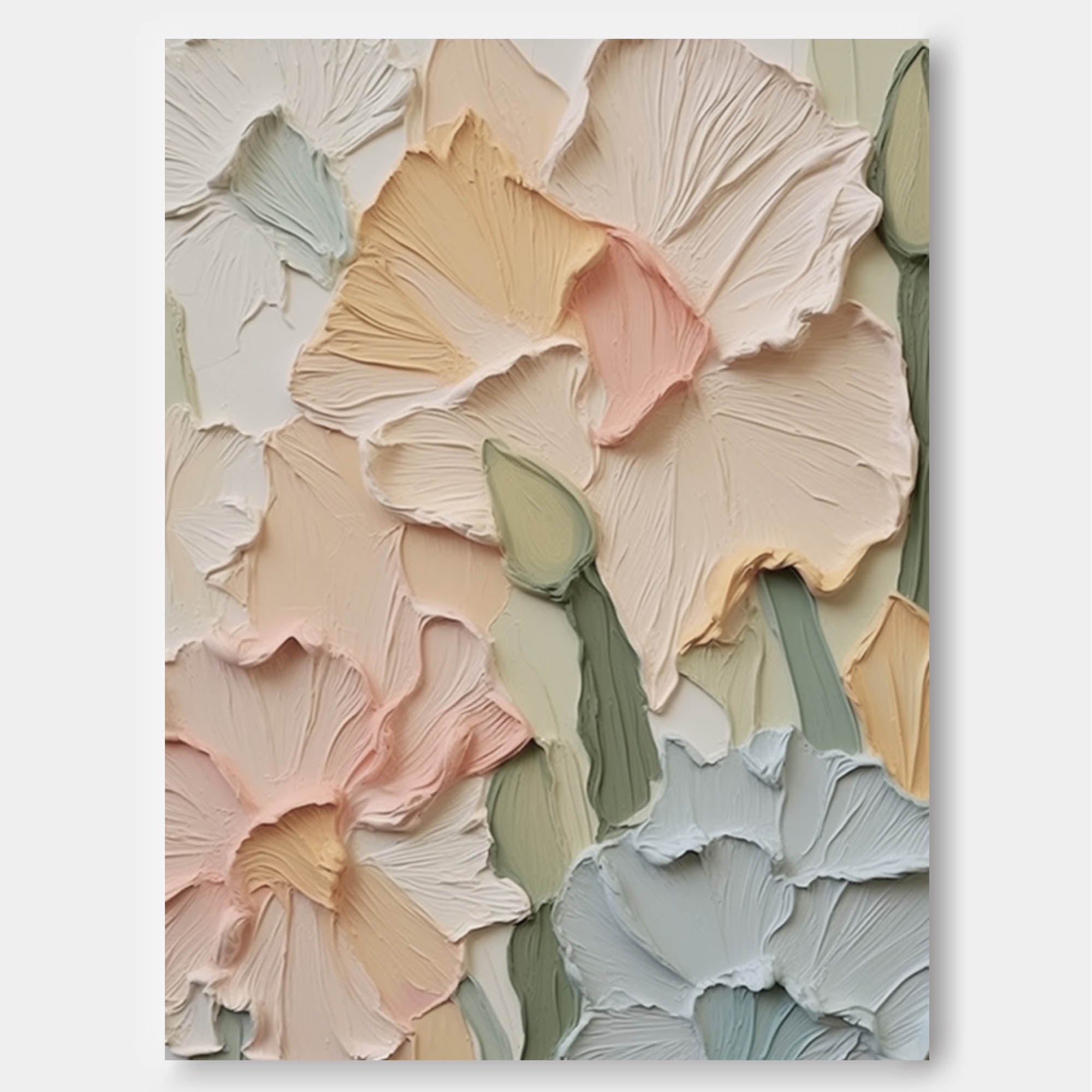 Pastel Garden - Impasto Flower Texture Painting in Soft Hues