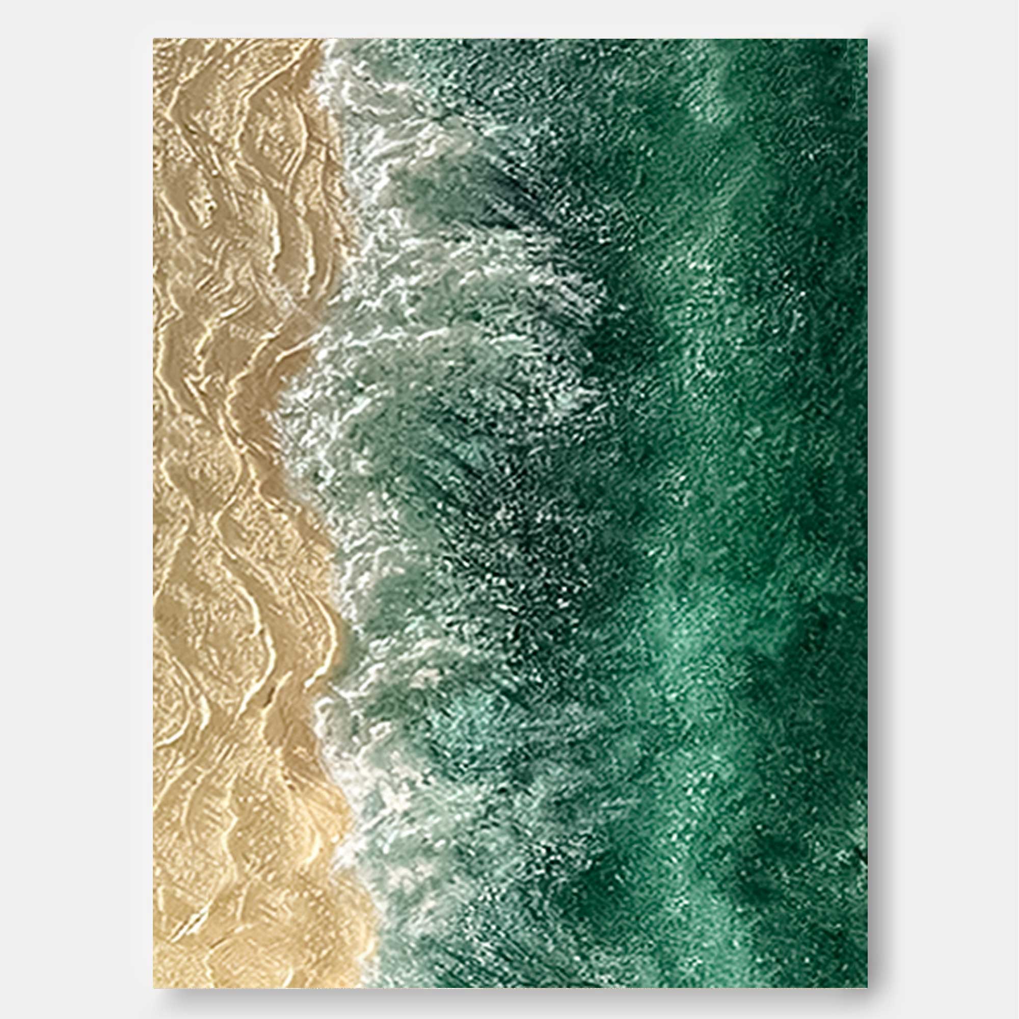 Emerald Shore - Textured 3D Ocean Painting and Coastal Wall Art