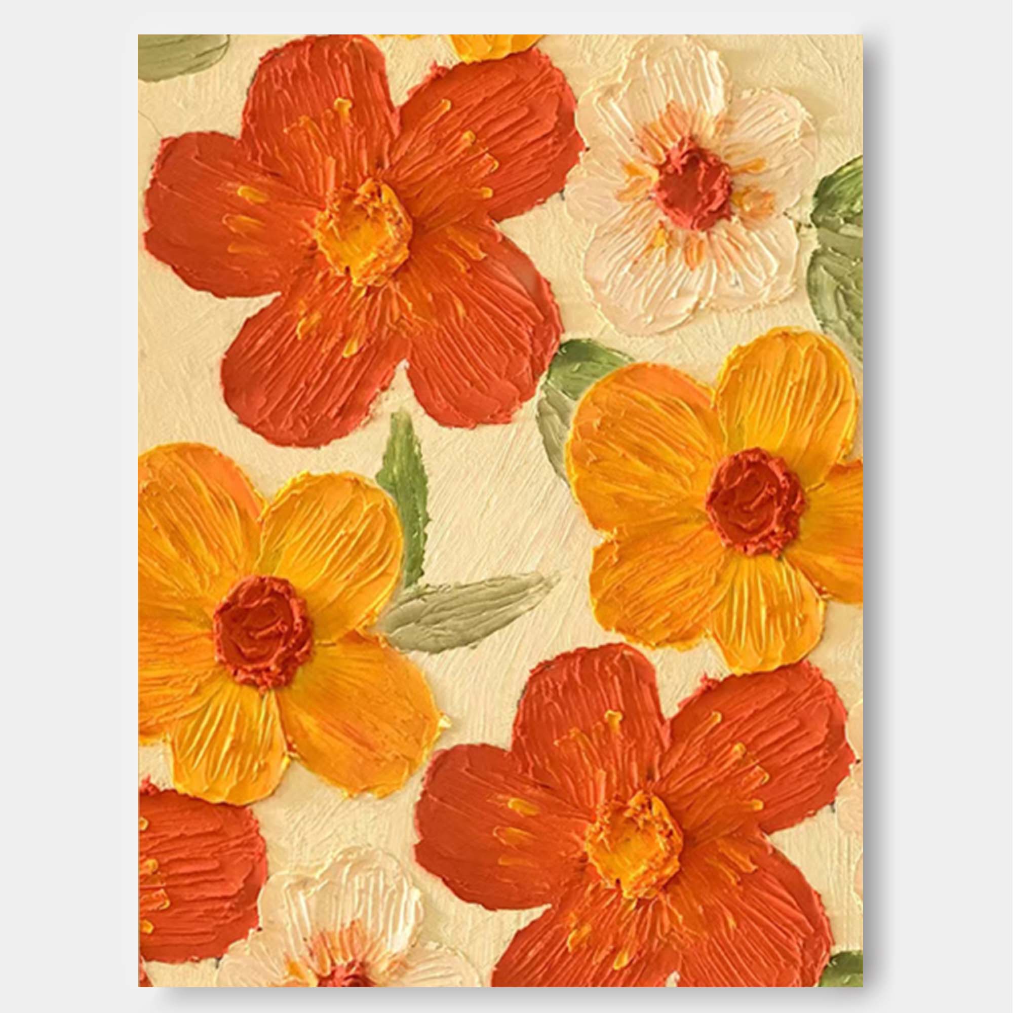 Warm Blooms - Textured Abstract Flower Paintings for Walls
