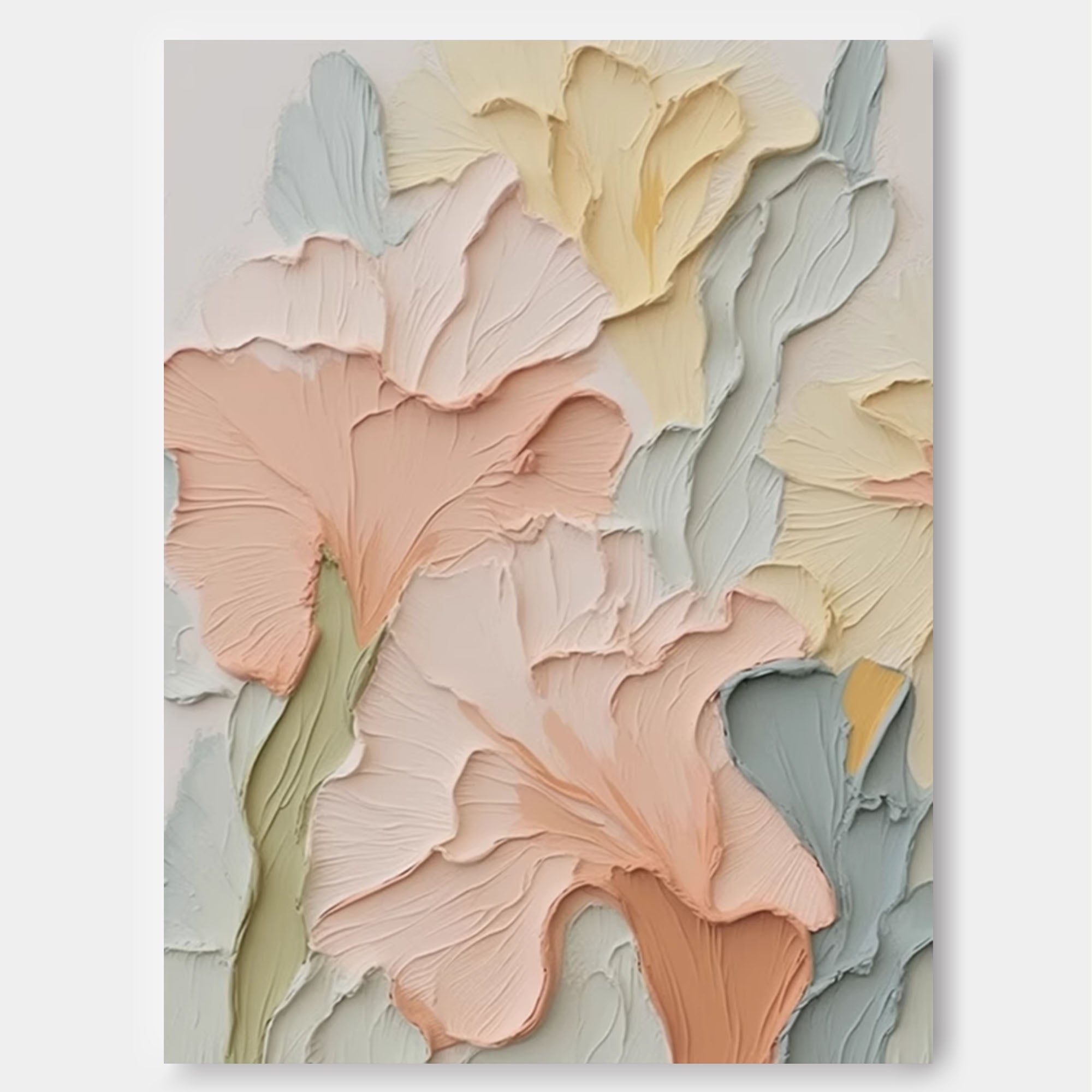 Pastel Garden - Textured Floral Plaster Wall Art in Soft Hues