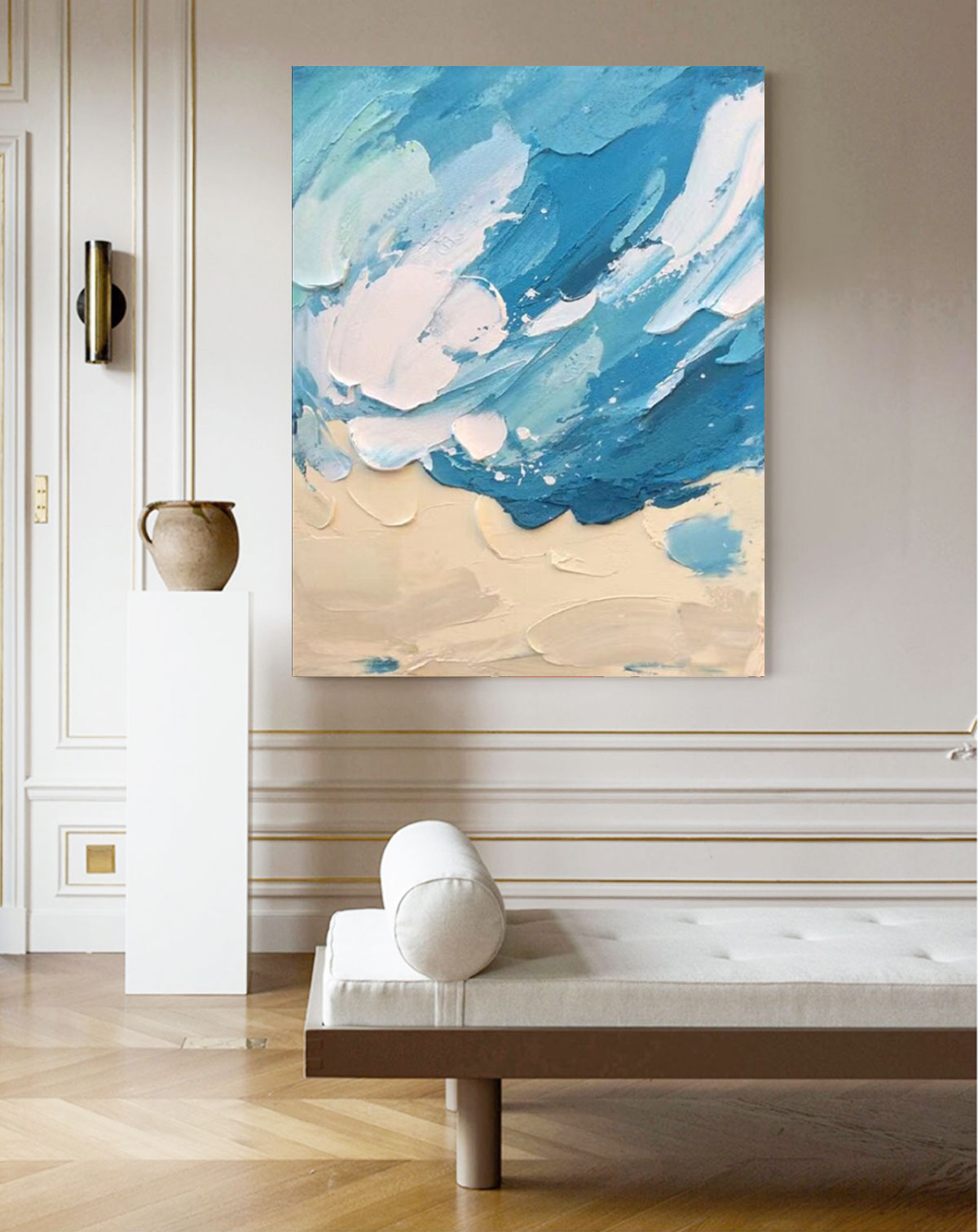 Ocean Crest - Blue Wave Wall Art Textured Coastal Canvas