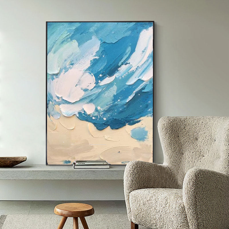 Ocean Crest - Blue Wave Wall Art Textured Coastal Canvas