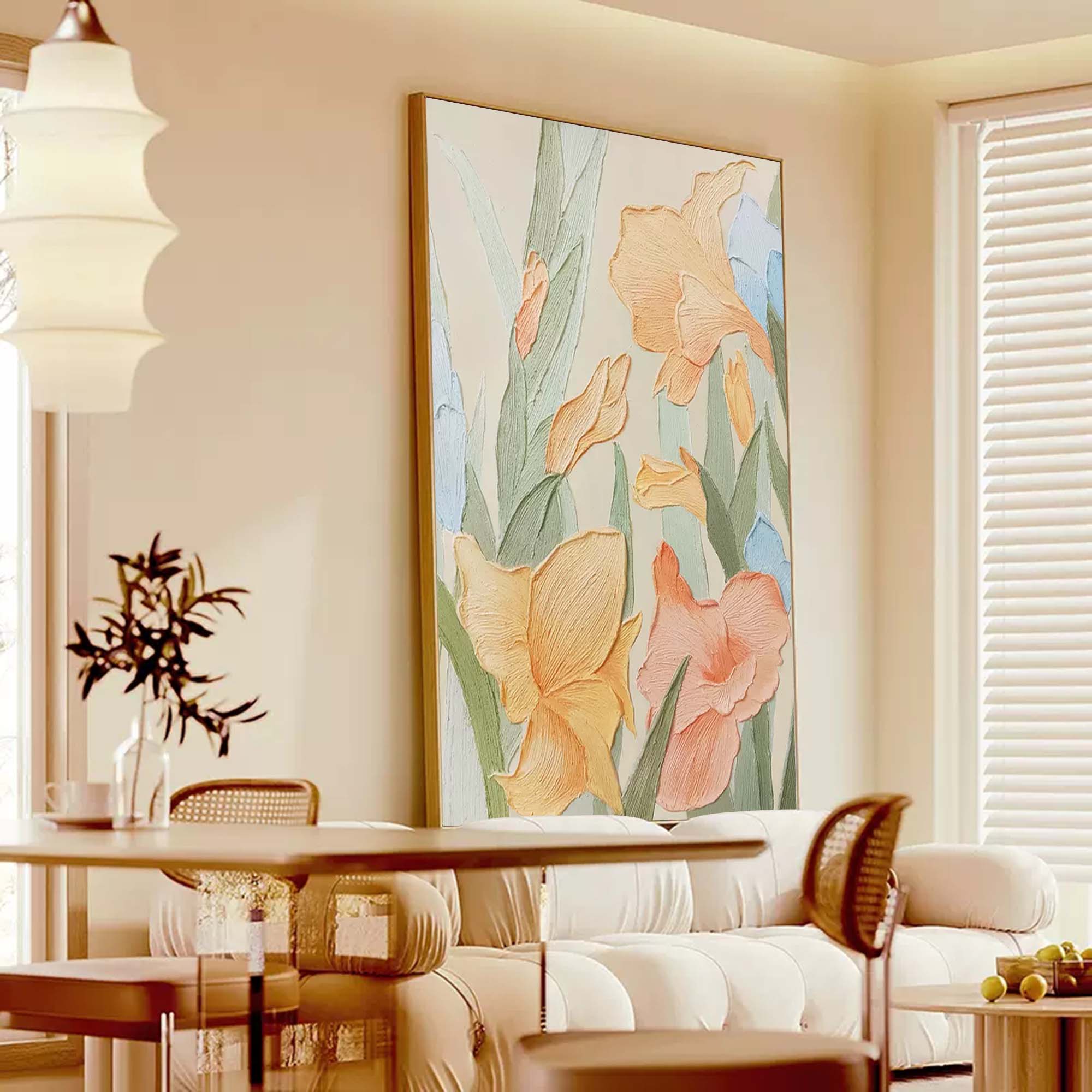 Pastel Garden - Textured Botanical Wall Art, Vintage Floral Painting