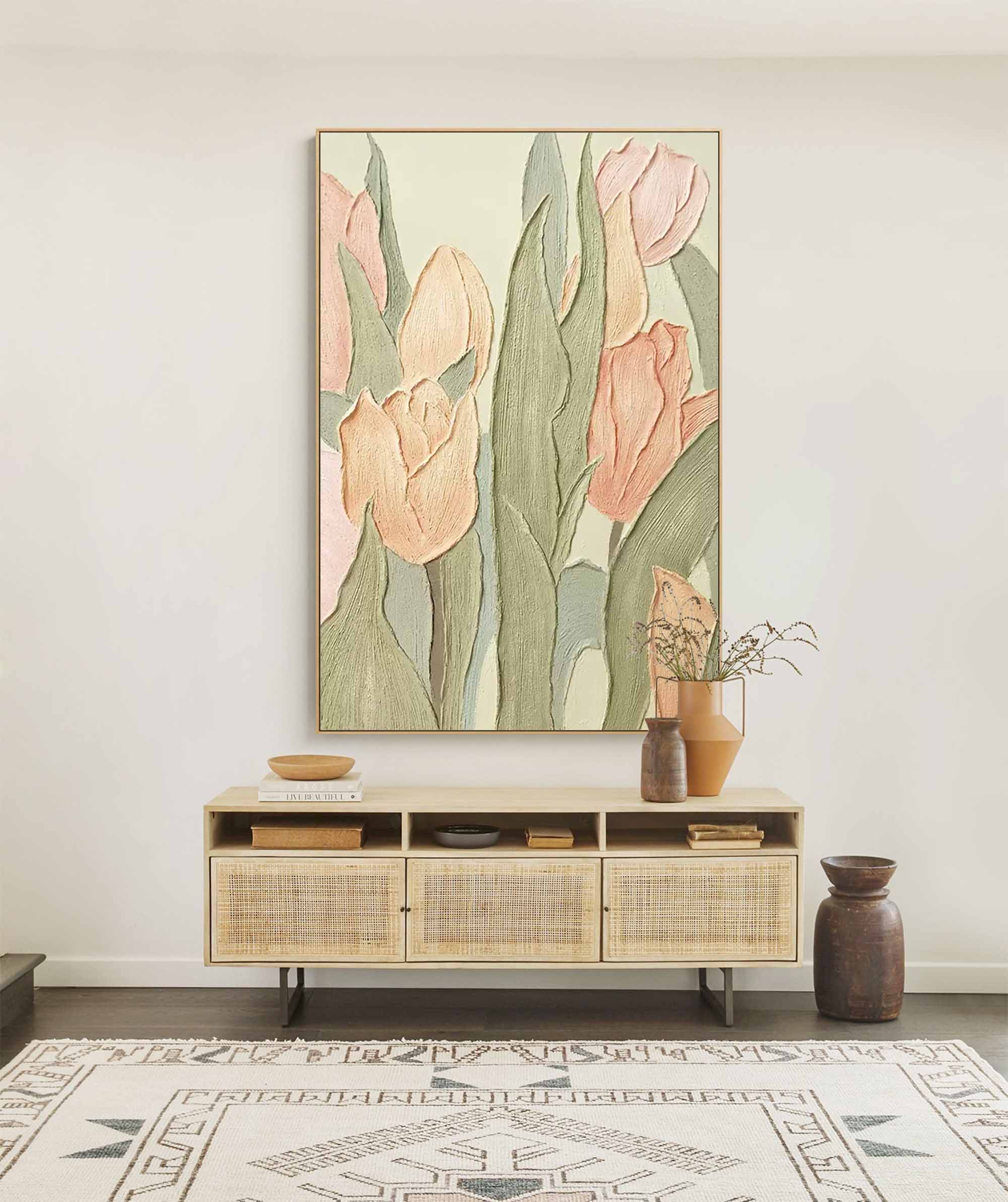 Spring Garden - Vintage Floral Tulip Wall Art for Shabby Chic Decor