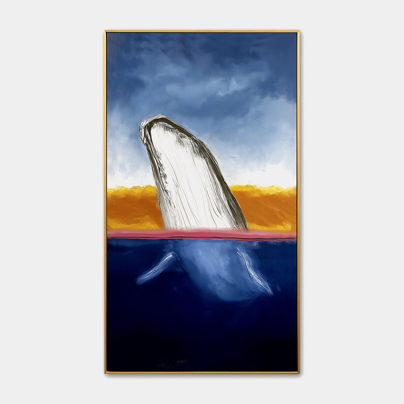 Whale Rising Over Deep Blue Sea Wall Art