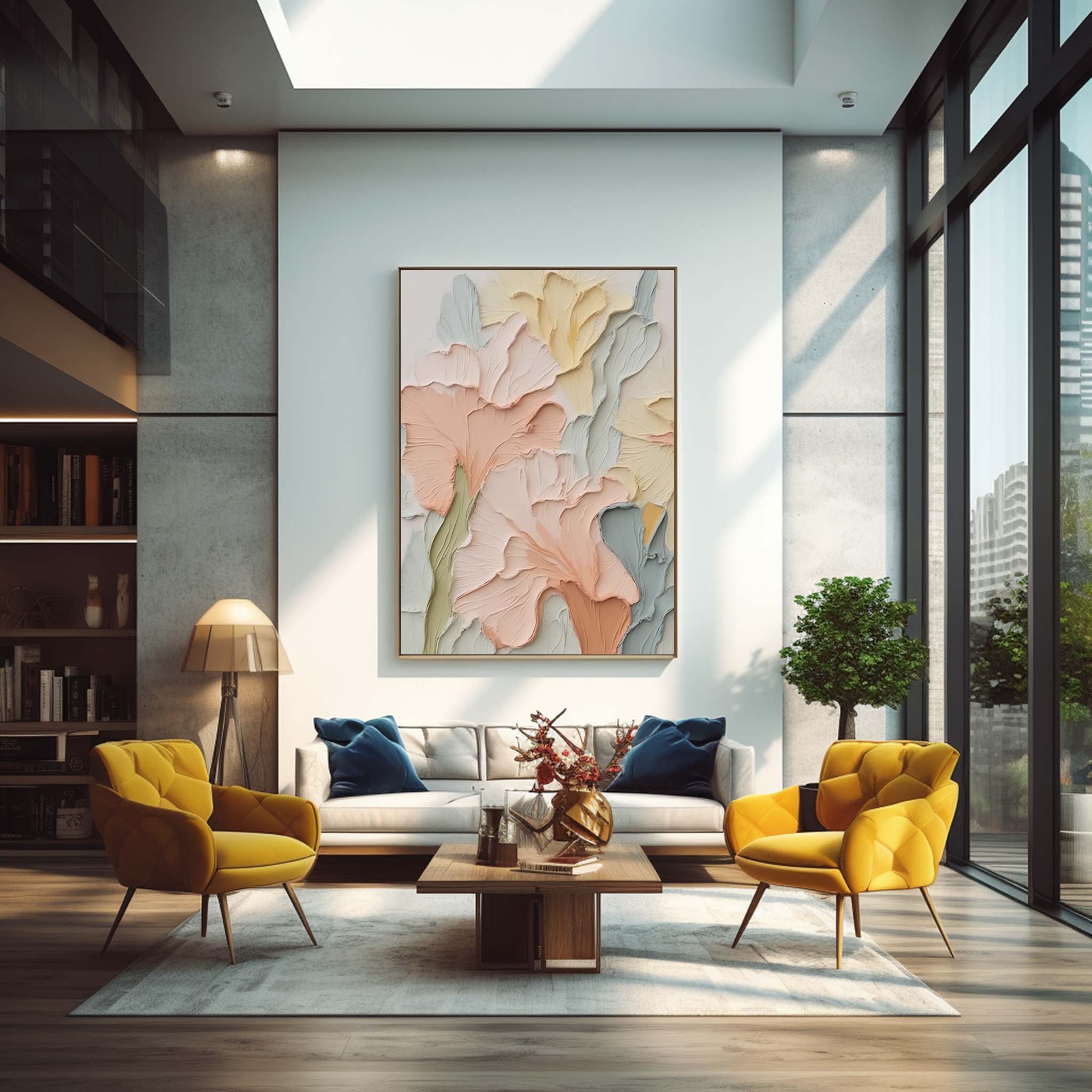 Pastel Garden - Textured Floral Plaster Wall Art in Soft Hues