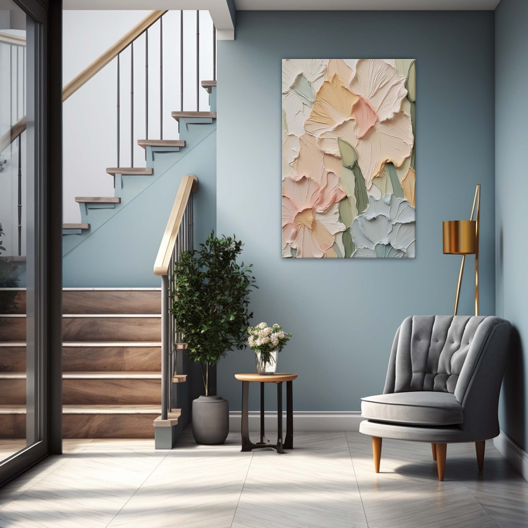 Pastel Garden - Impasto Flower Texture Painting in Soft Hues