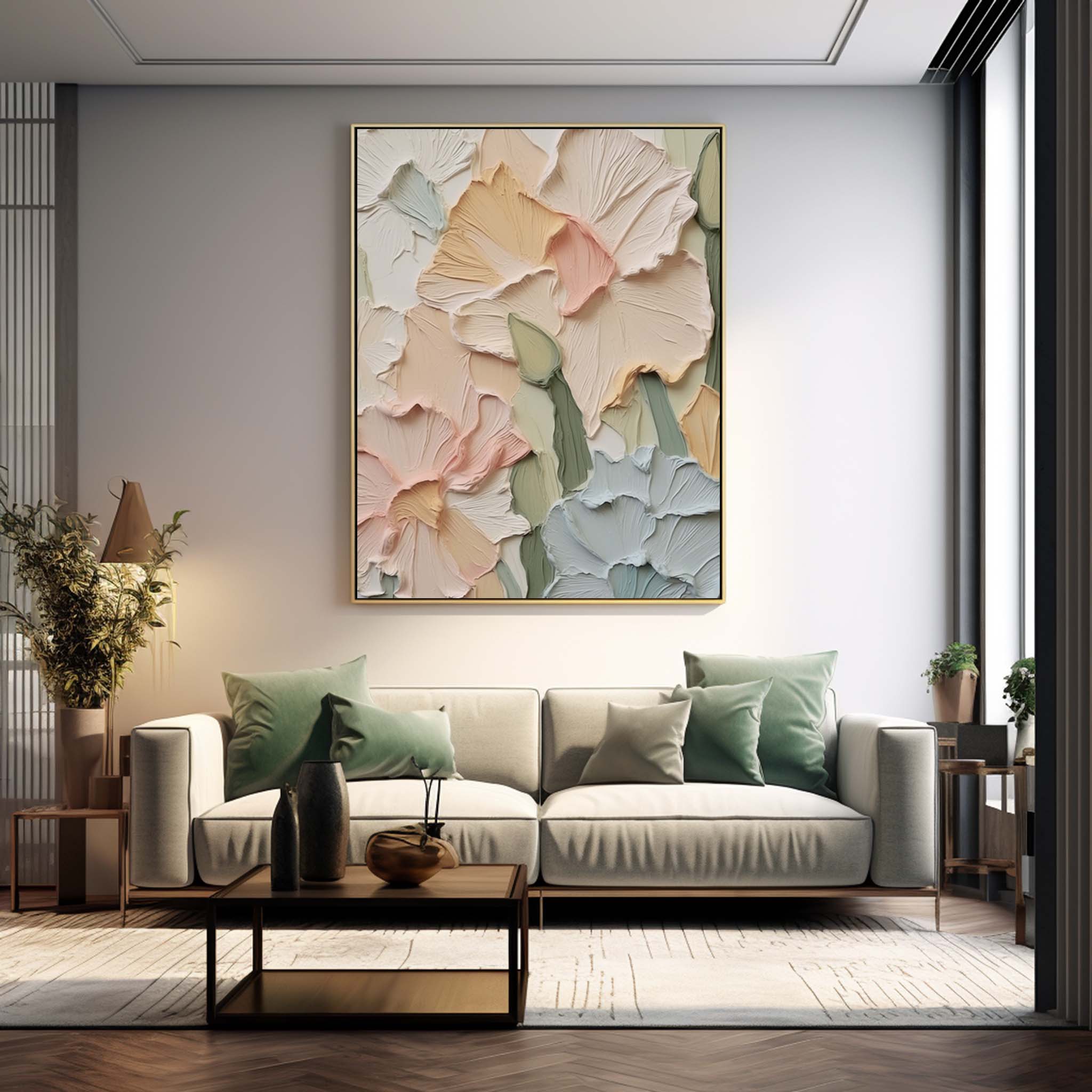 Pastel Garden - Impasto Flower Texture Painting in Soft Hues