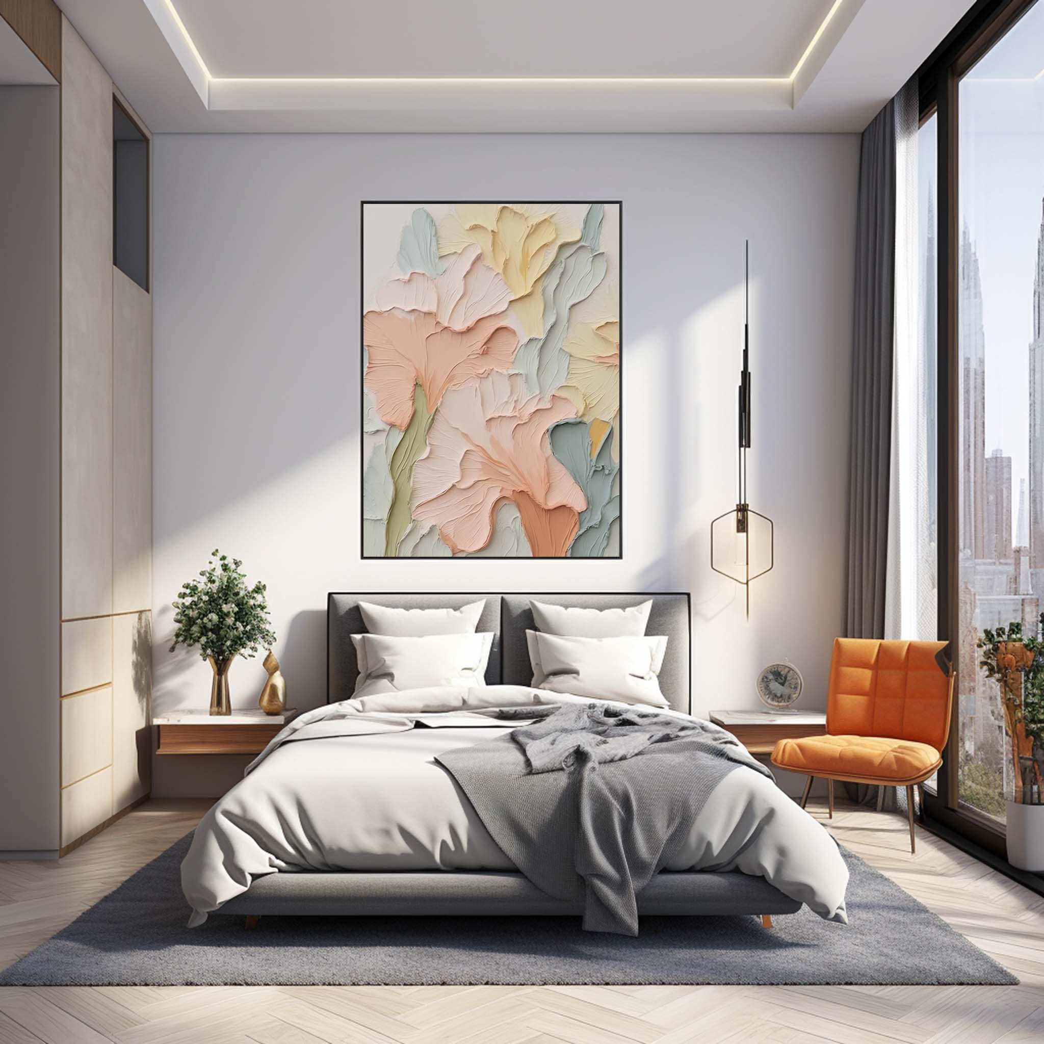 Pastel Garden - Textured Floral Plaster Wall Art in Soft Hues