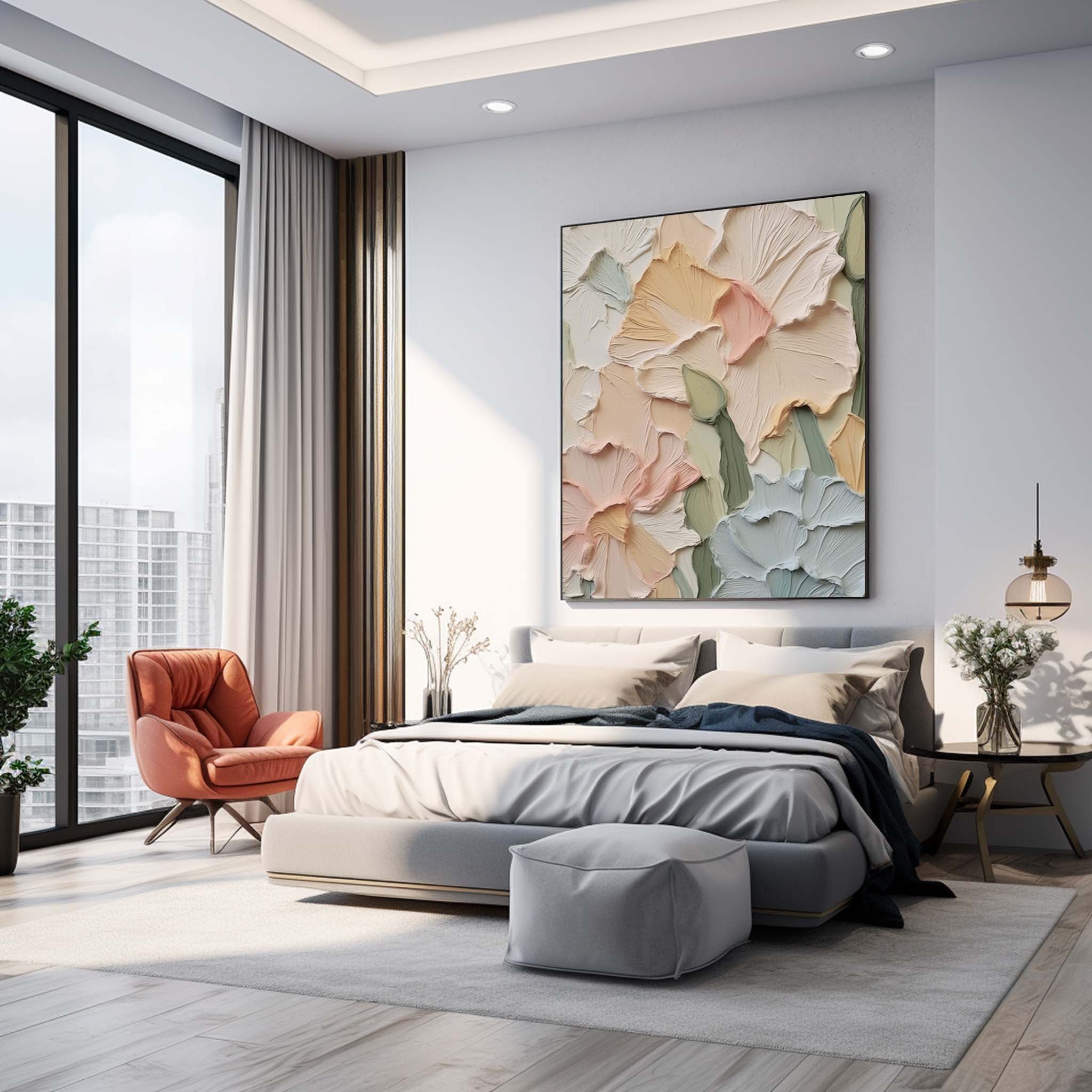 Pastel Garden - Impasto Flower Texture Painting in Soft Hues