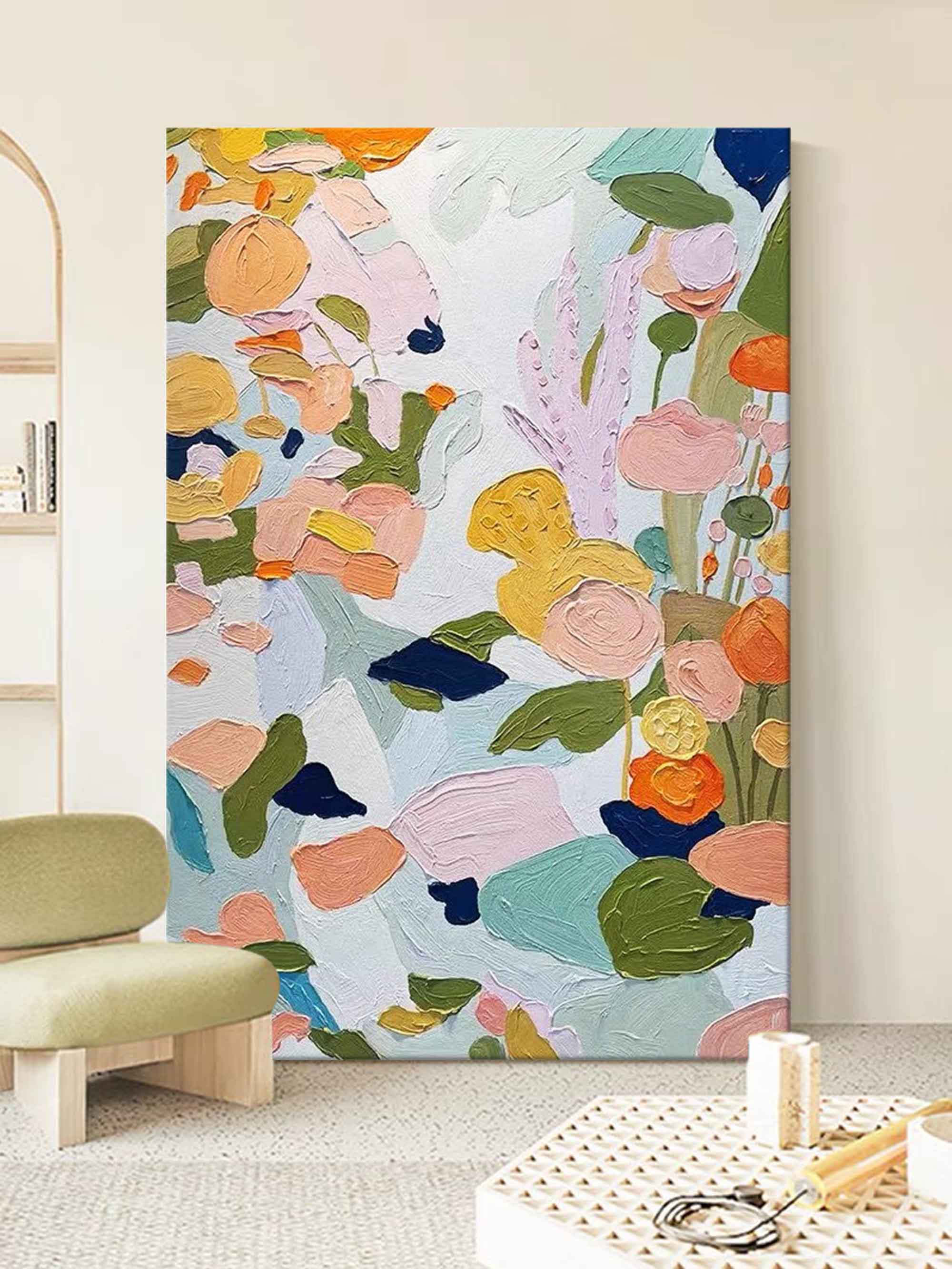 Garden Party - Abstract Botanical Wall Art, Colorful Textured Flower Painting