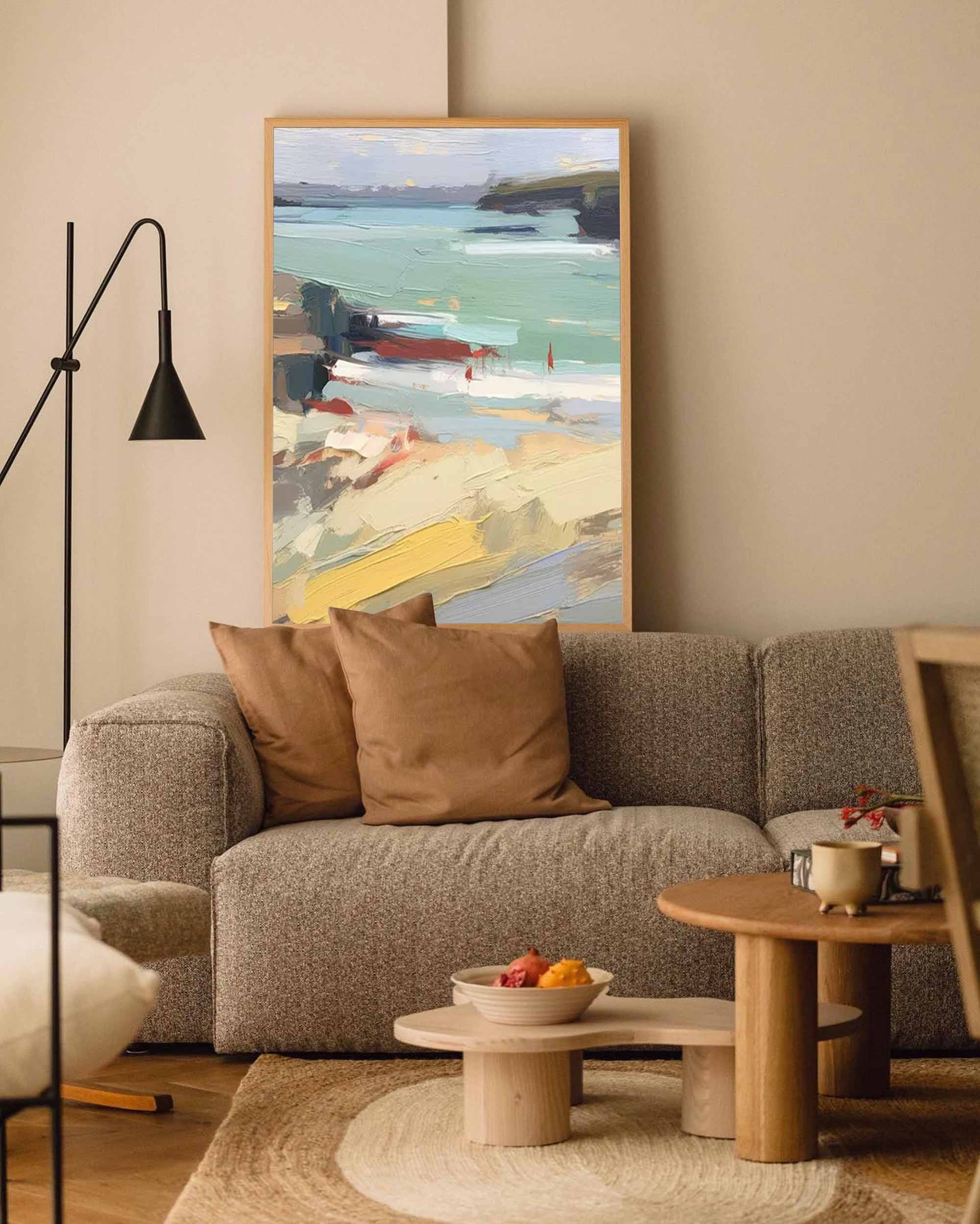 Windswept Shore - Textured Coastal Wall Art in Impressionist Style