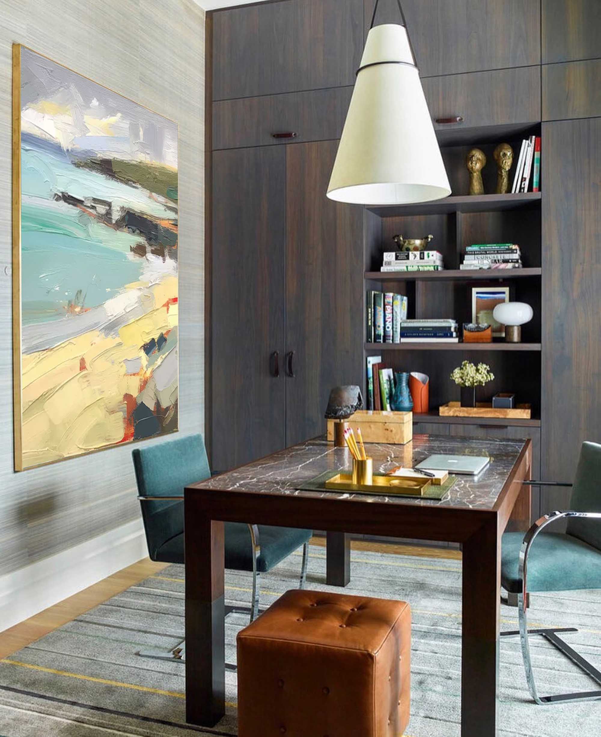 Coastal Daybreak - Textured Beach Oil Painting in Impressionist Style