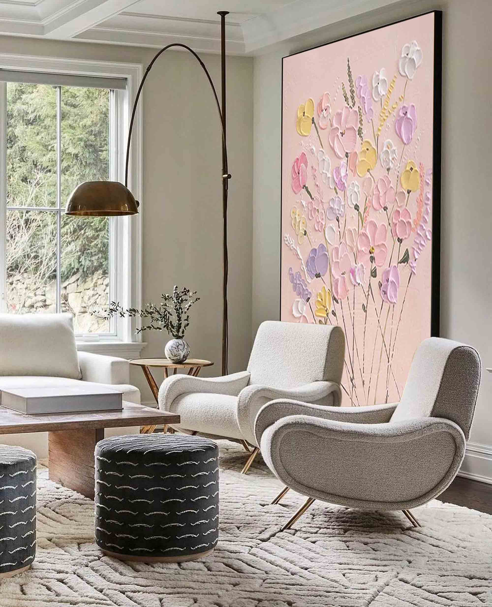 Pastel Garden - 3D Textured Pink Floral Wall Art Painting