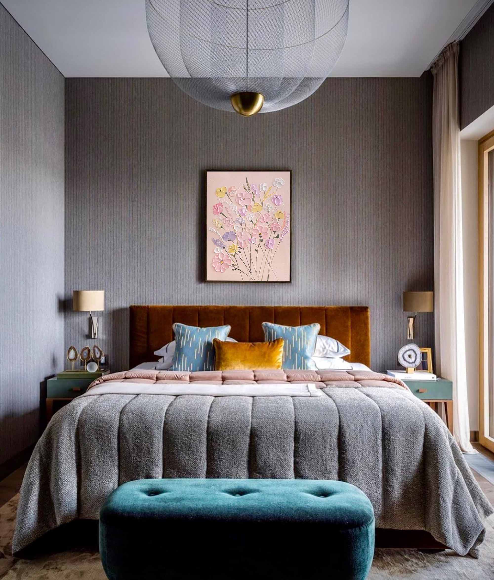 Pastel Garden - 3D Textured Pink Floral Wall Art Painting