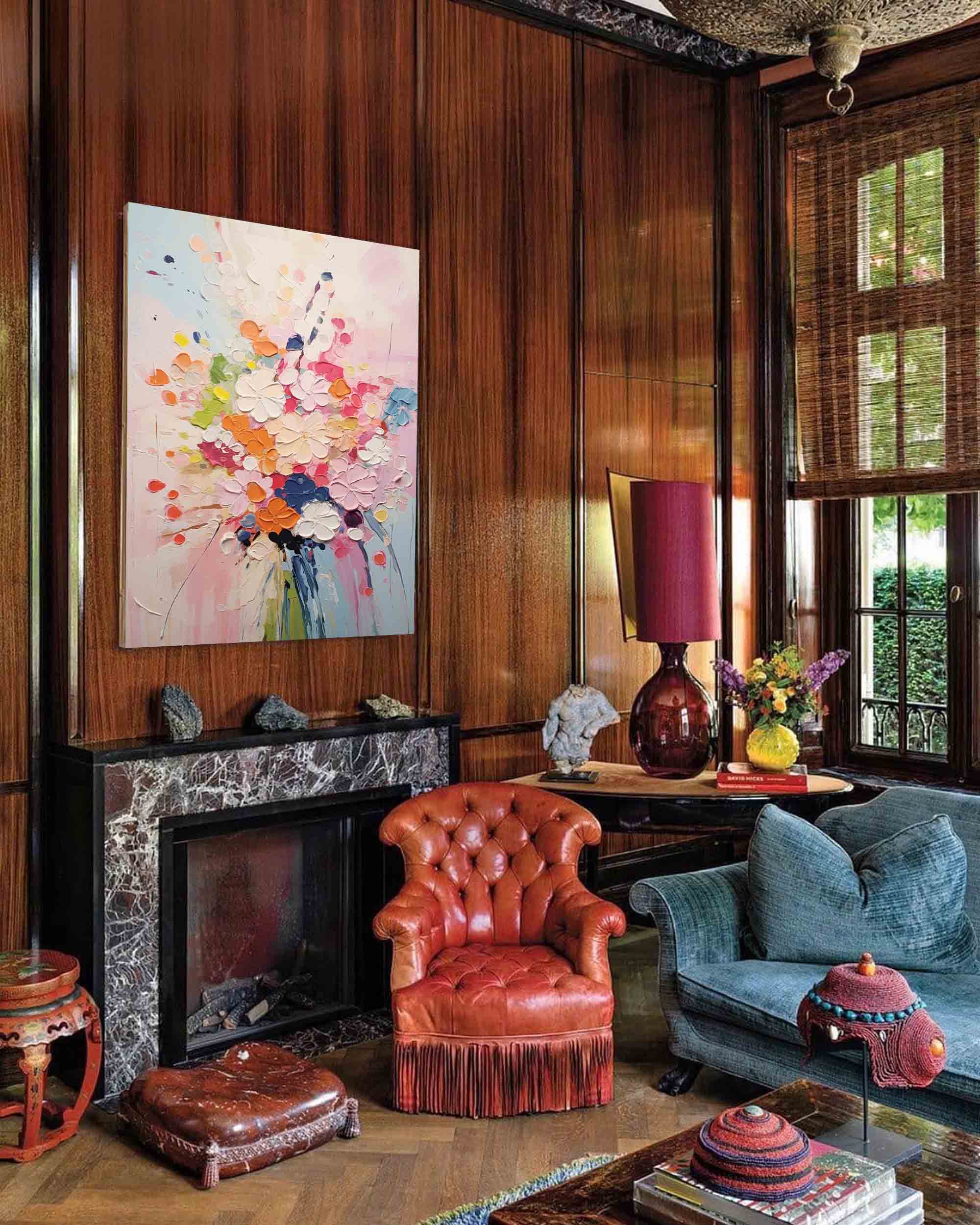 Joyful Blooms - Textured Abstract Floral Art, Colorful Impasto Painting