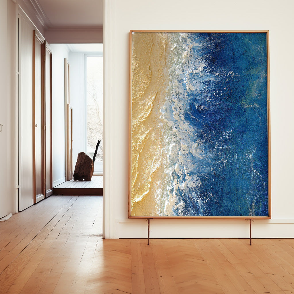 Ocean Vista - Textured Beach Scene Wall Art, 3D Coastal Painting