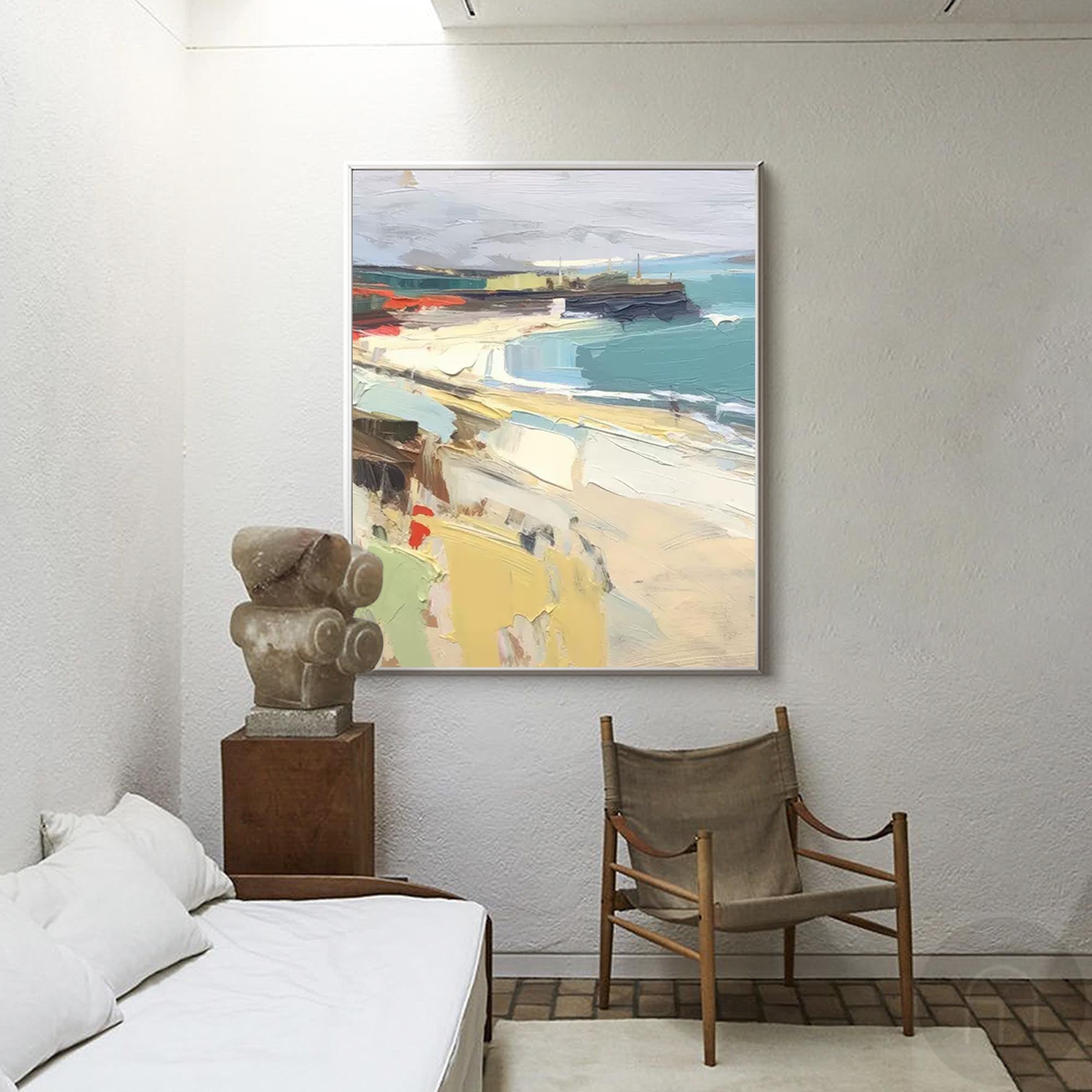 Harbor View - Textured Beach Scene Wall Art in Impressionist Style