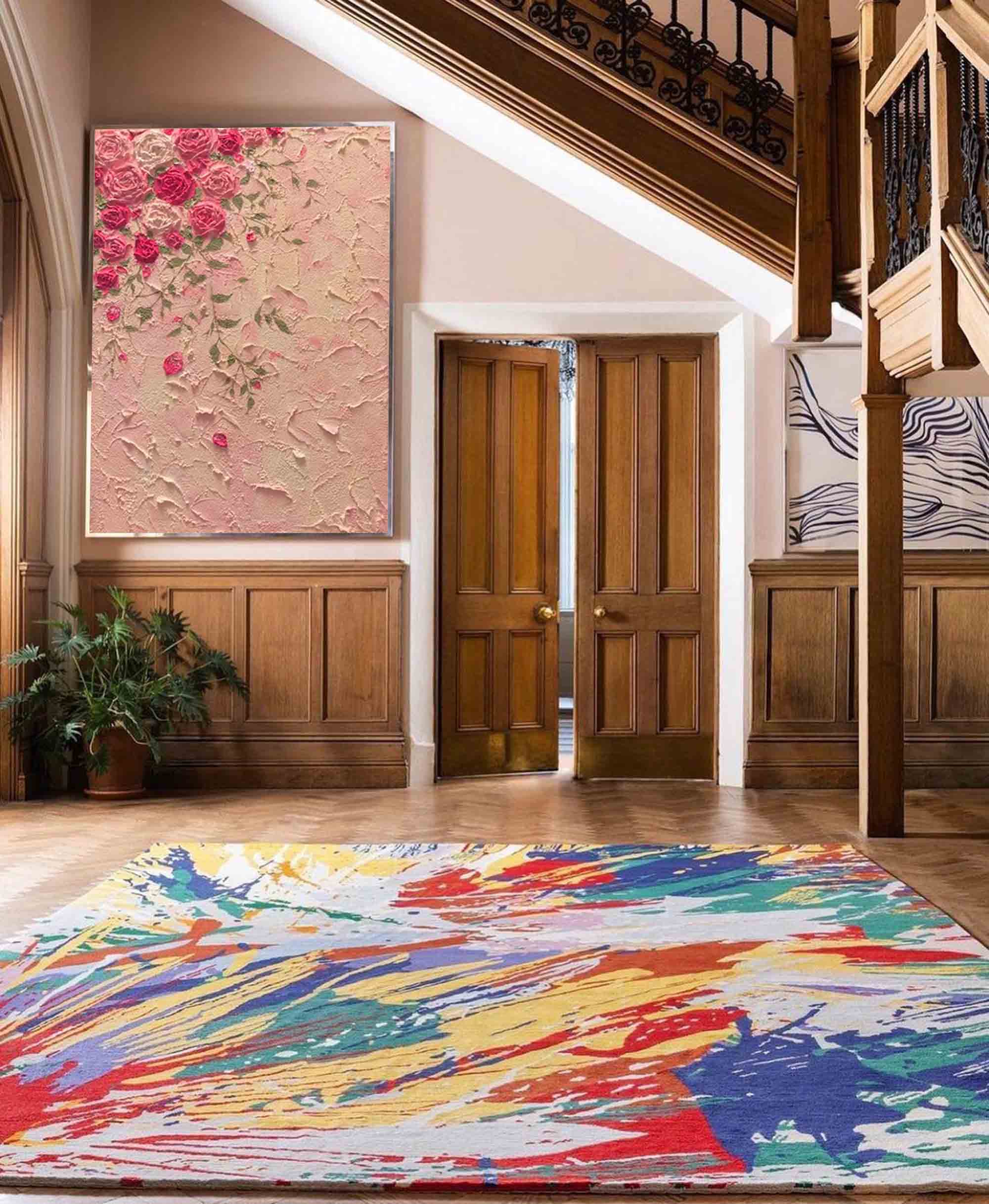 Vintage Bloom - Textured Rose Wall Art, Shabby Chic Painting